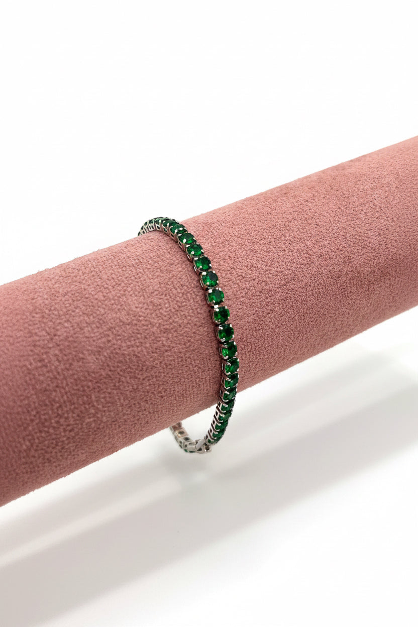 Bracciale Tennis Paola – Cristalli Verde Smeraldo
