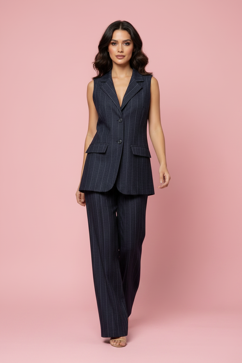 Gilet Antonella – Gessato Navy