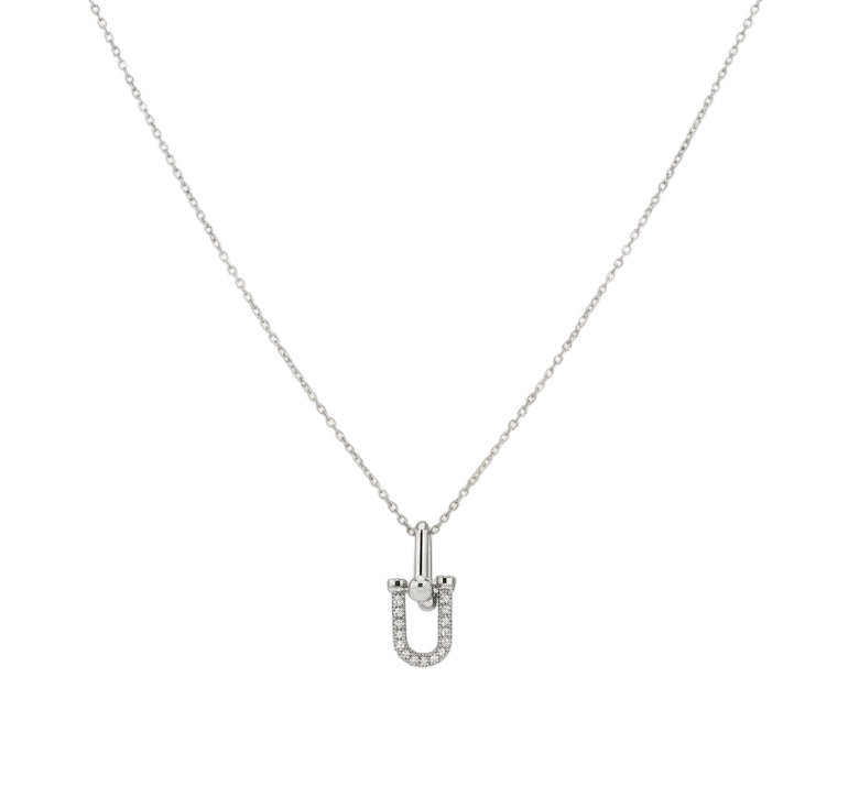 Collana con Pendente e Pavé di Zirconi - Stile Tiffany Argento