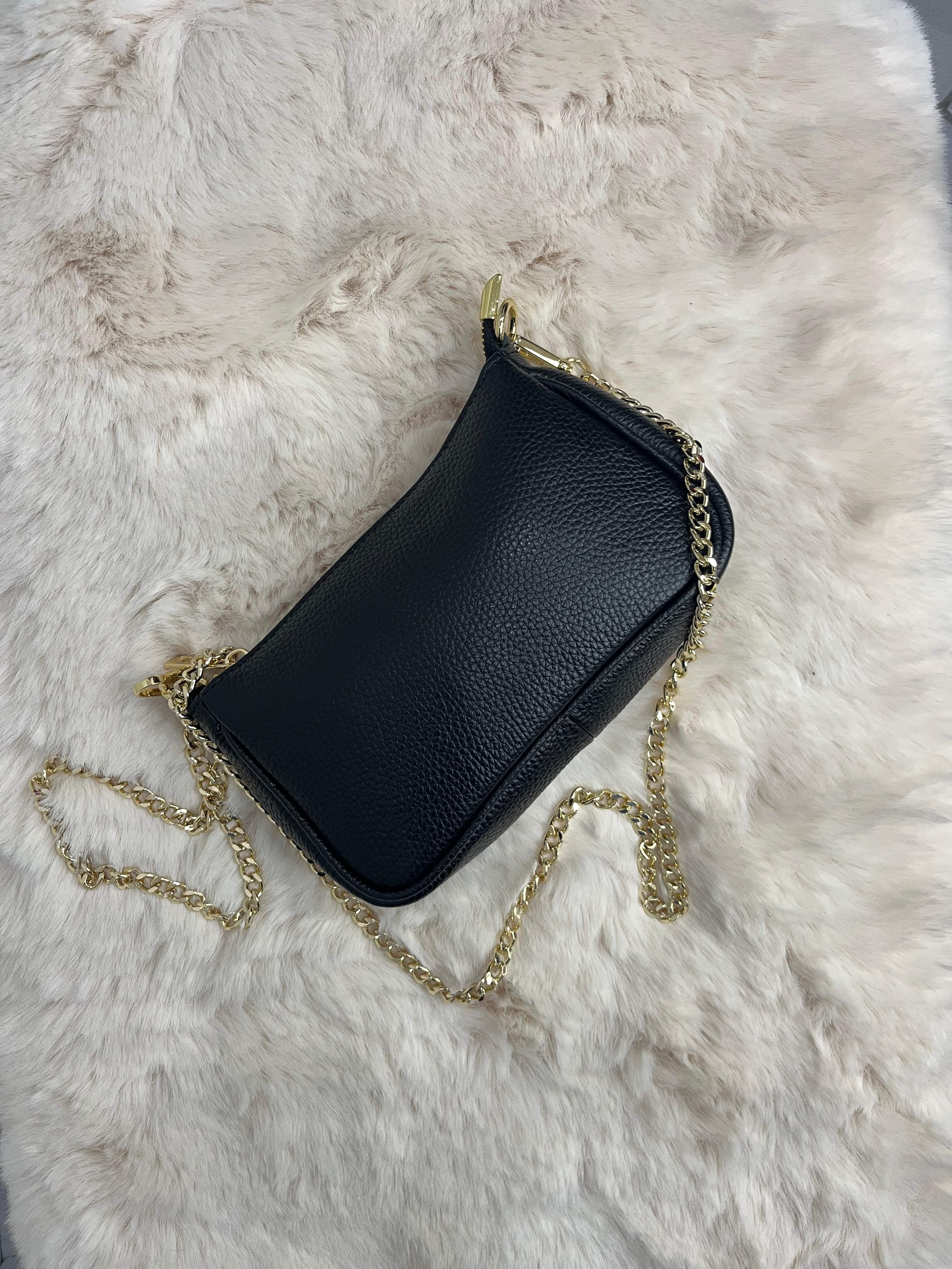 Mini Bag Eva Pelle Made in Italy Catena Oro - Borsa Tracolla Donna