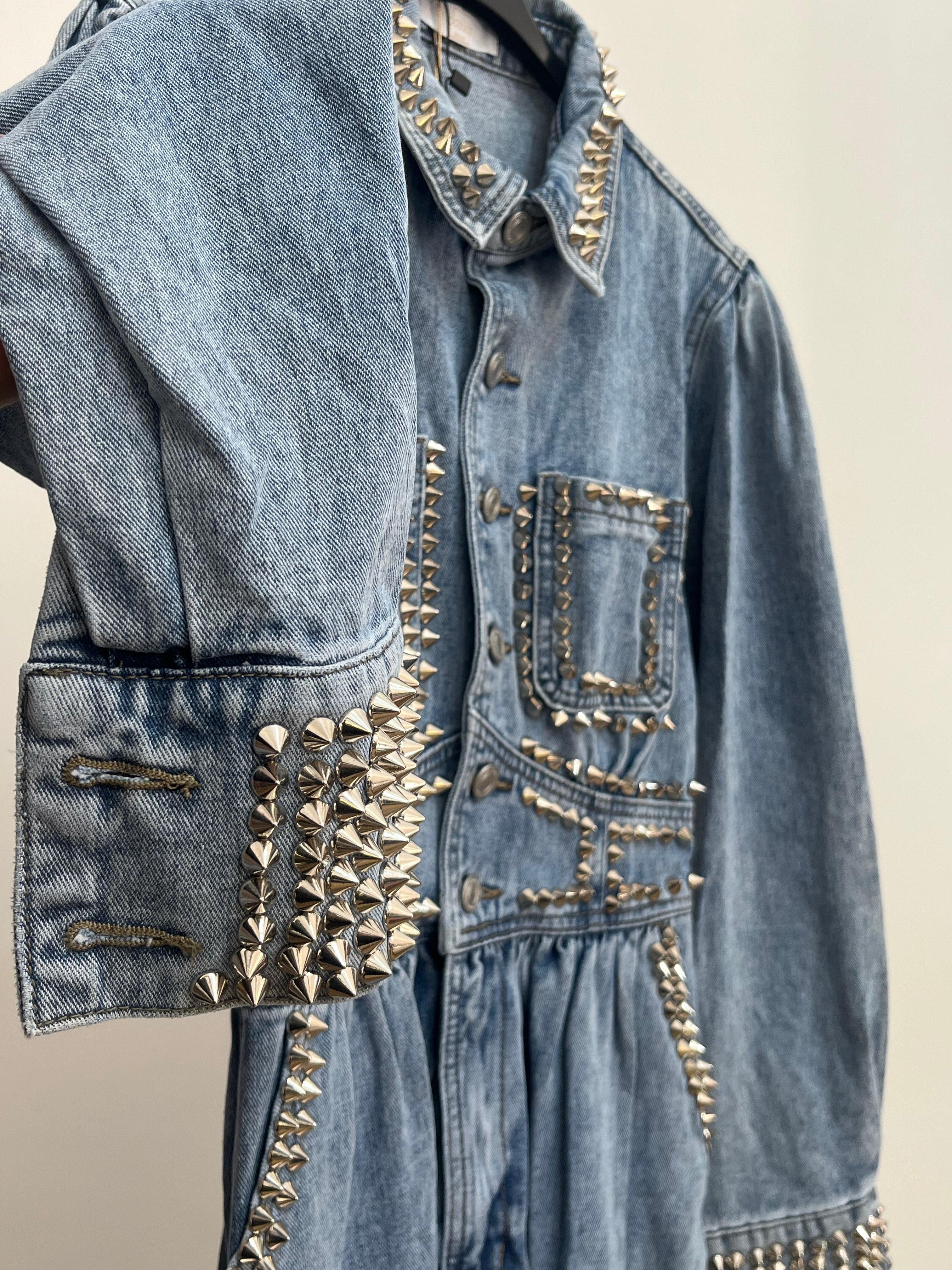 Vestito Nina - Abito Chemisier in Denim con Borchie – Vestito Camicia Donna Glam