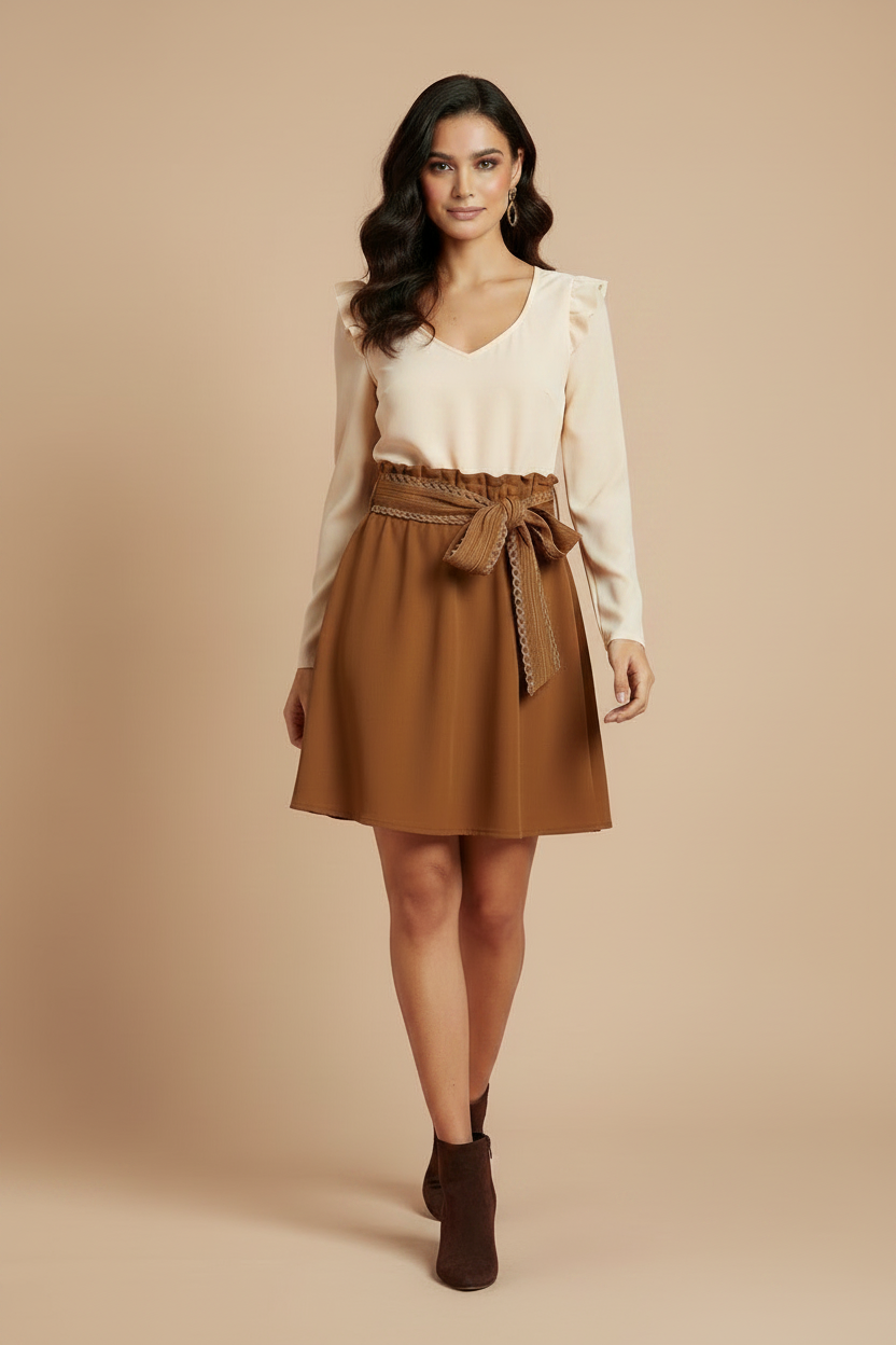 Gonna Stella - Gonna Midi stile Paper-Bag con Cintura