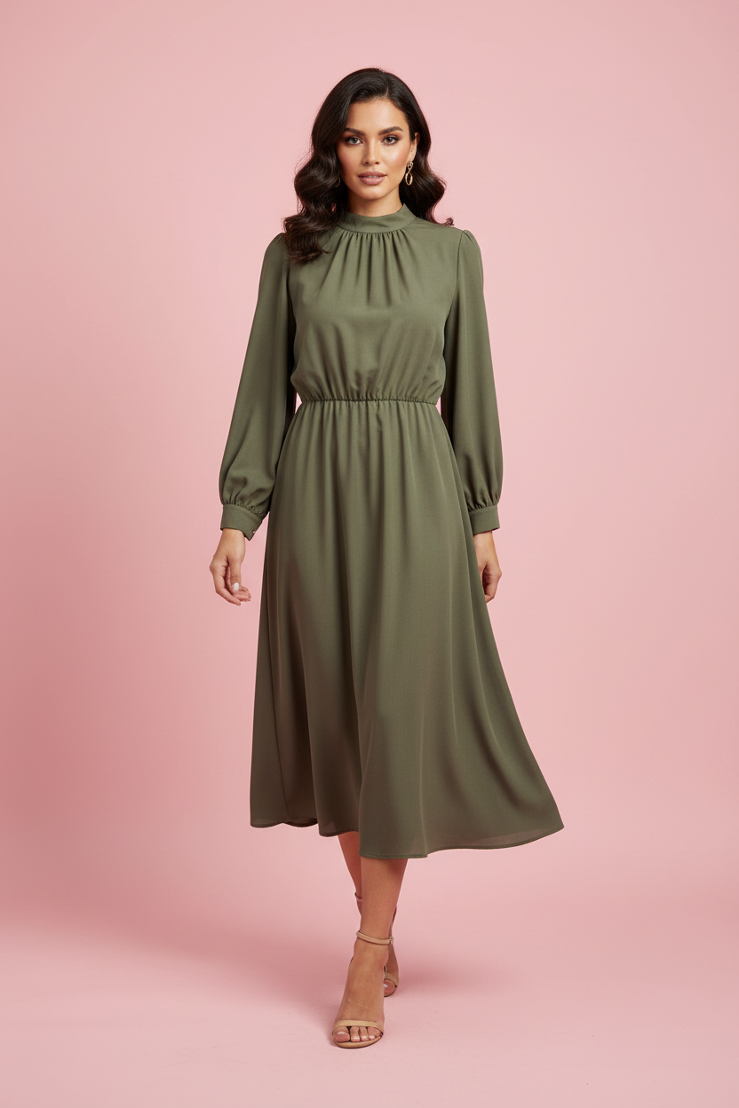 Vestito Lourdes – Abito Midi maniche lunghe