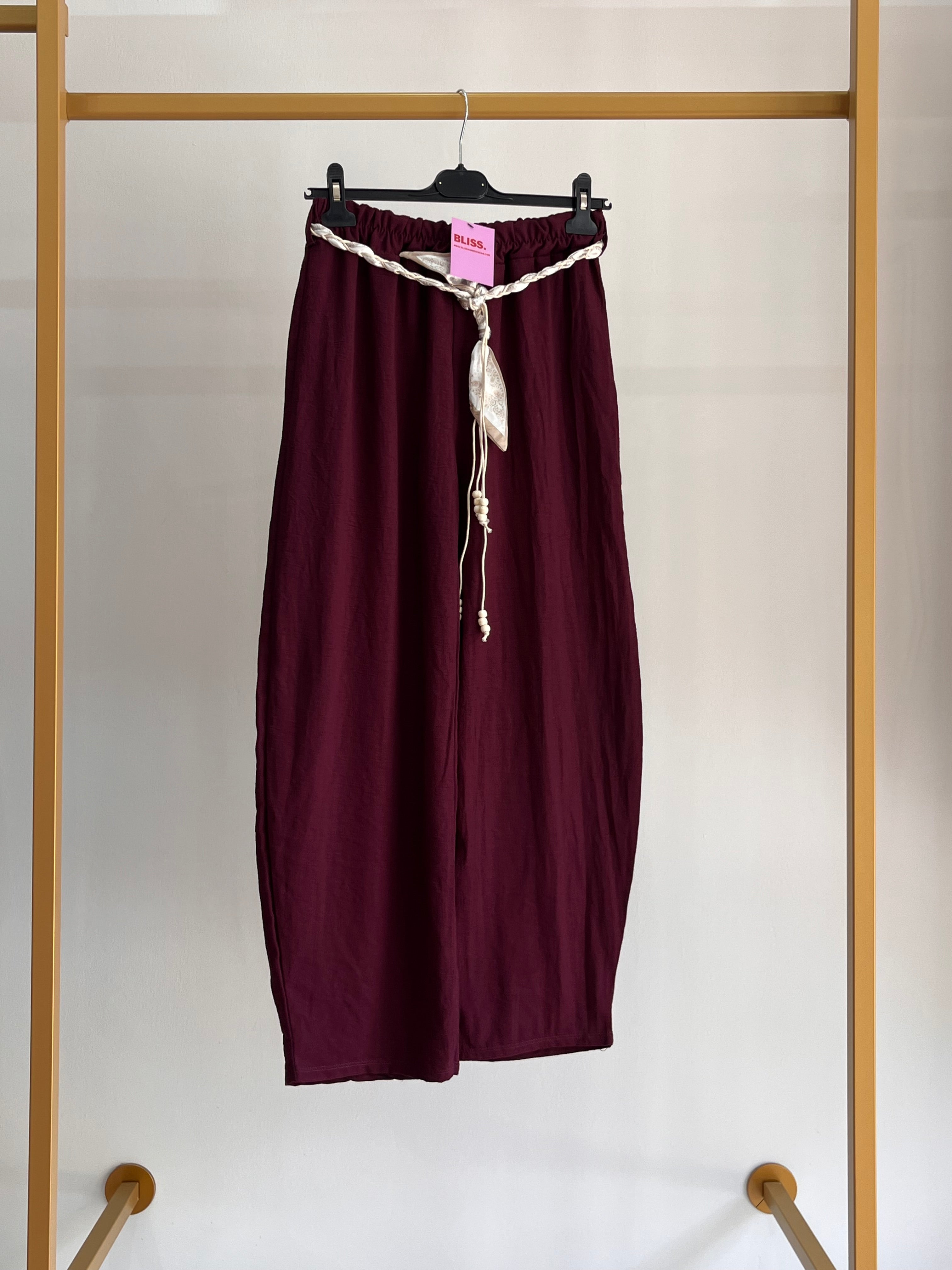 Pantalone Giulia - Pantalone Palazzo con Cintura Corda – Donna Casual Chic