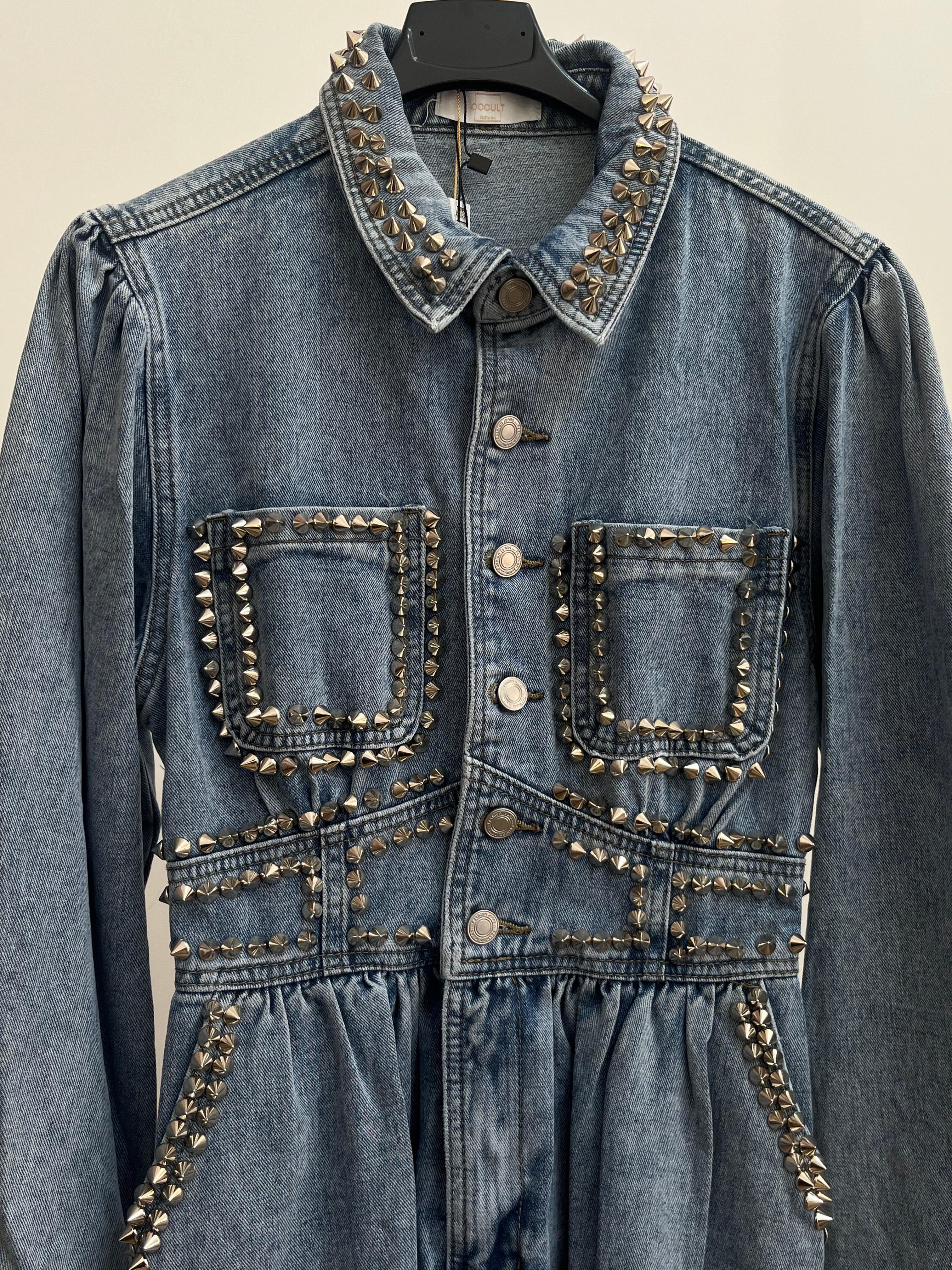 Vestito Nina - Abito Chemisier in Denim con Borchie – Vestito Camicia Donna Glam