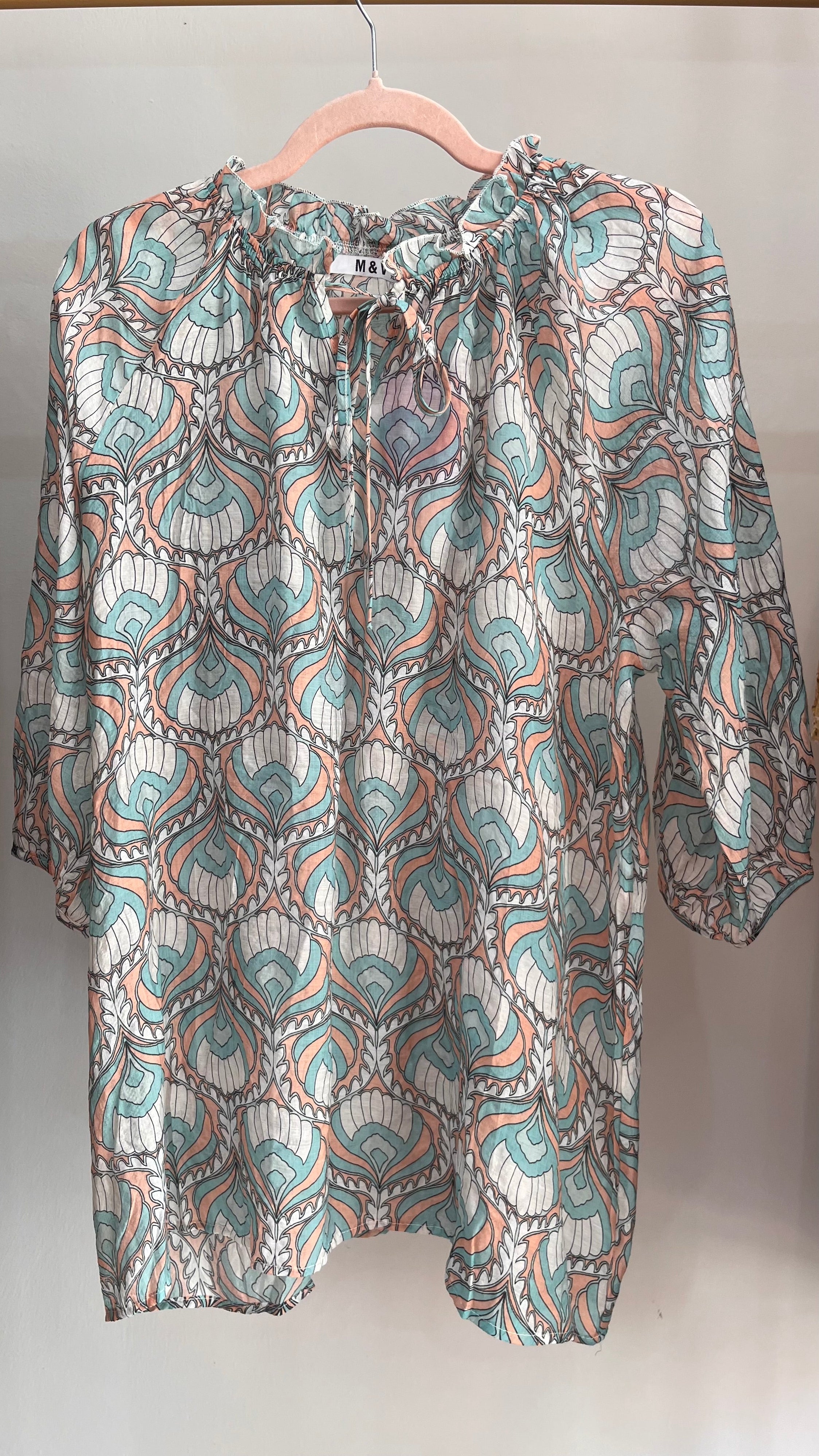 Blusa Paola – Fantasia Paisley Turchese