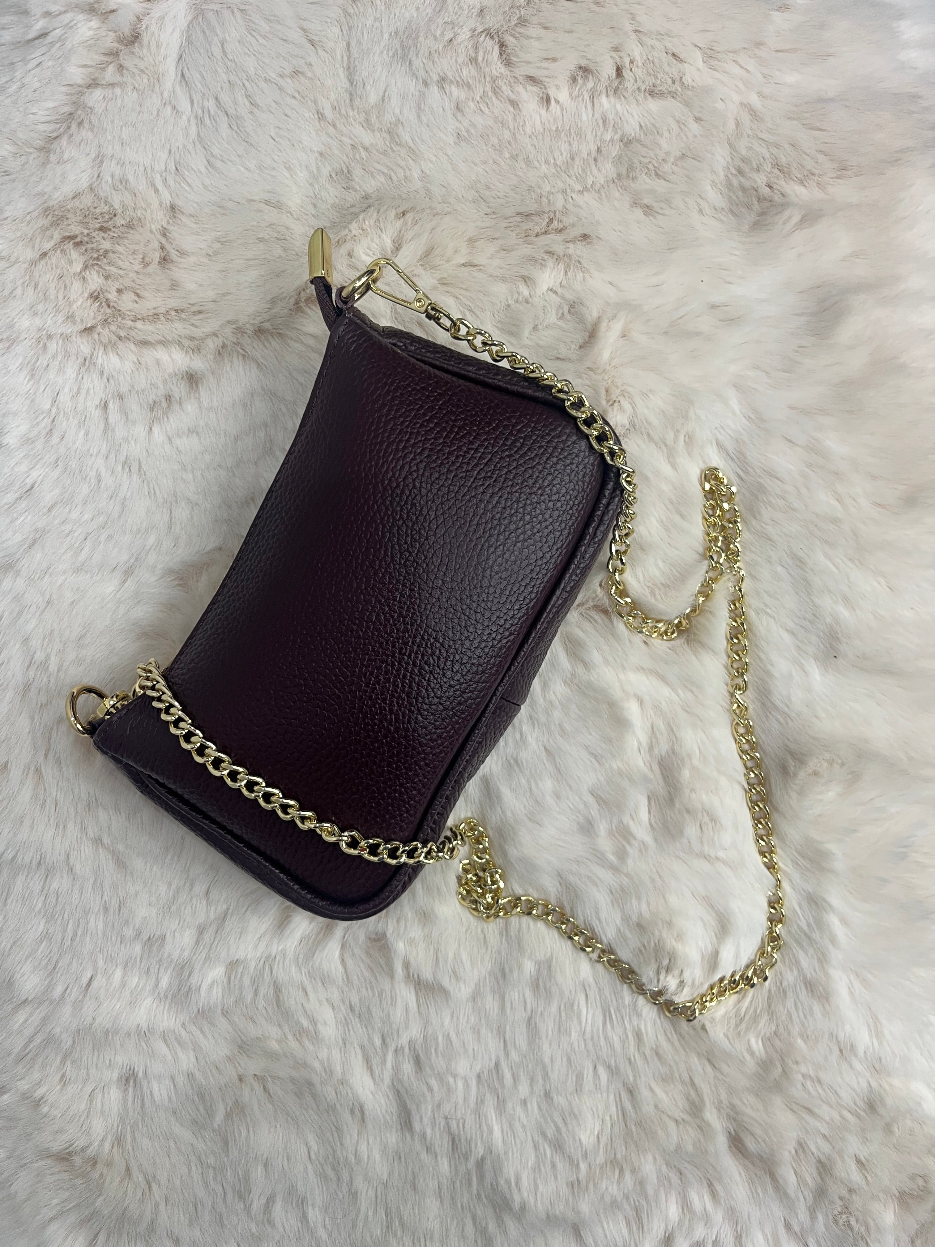 Mini Bag Eva Pelle Made in Italy Catena Oro - Borsa Tracolla Donna