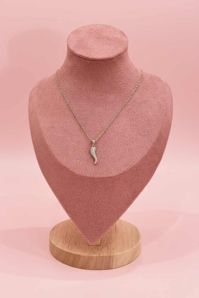 Collana Regina – Catenina con Cornetto Portafortuna e Cristalli