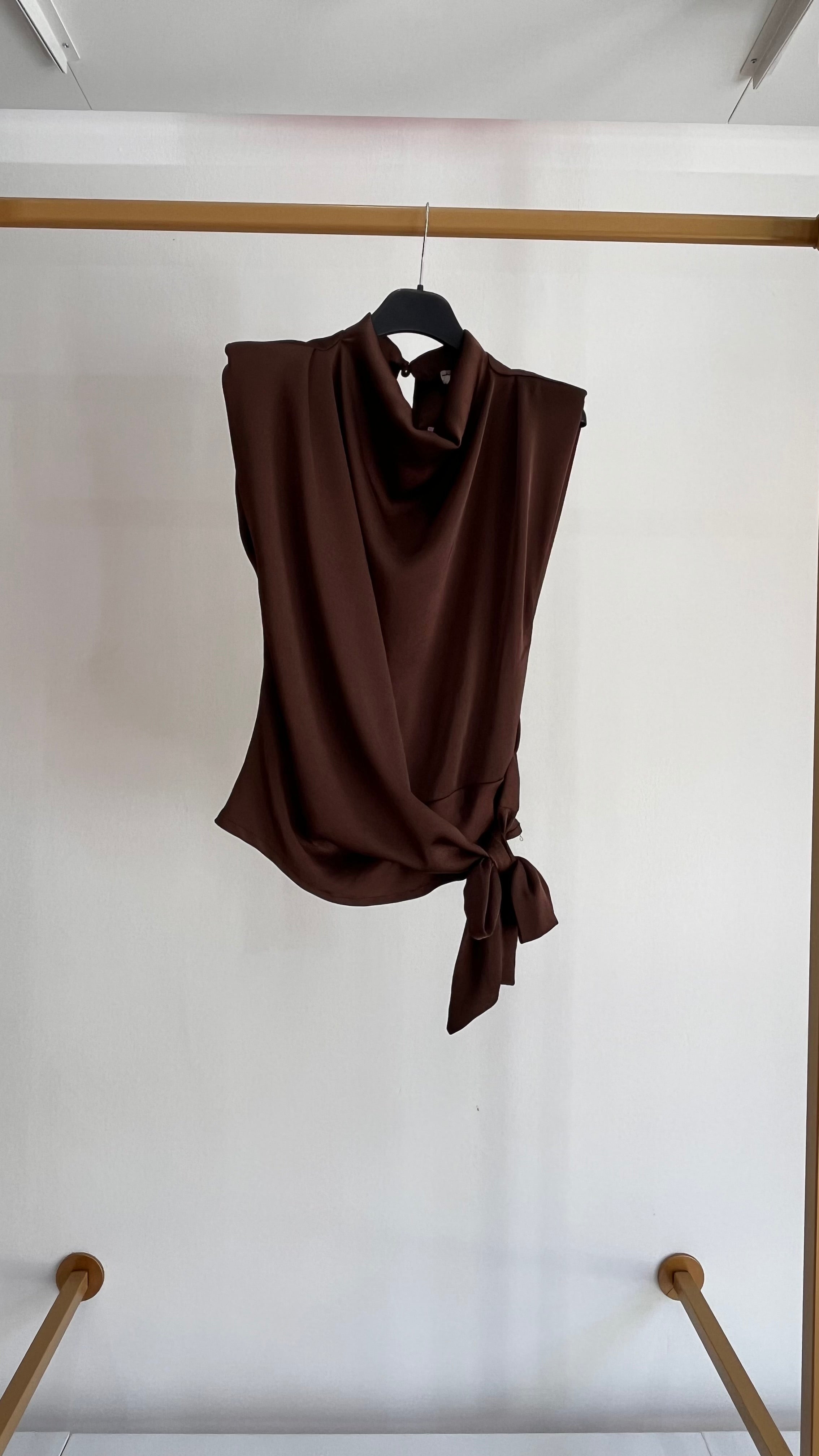 Top Bruna – Top Satinato con Scollo drappeggiato