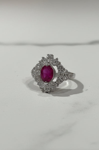 Anello Aurora - Anello Royale Rosso Rubino e Zirconi | Gioiello da Cerimonia Elegante