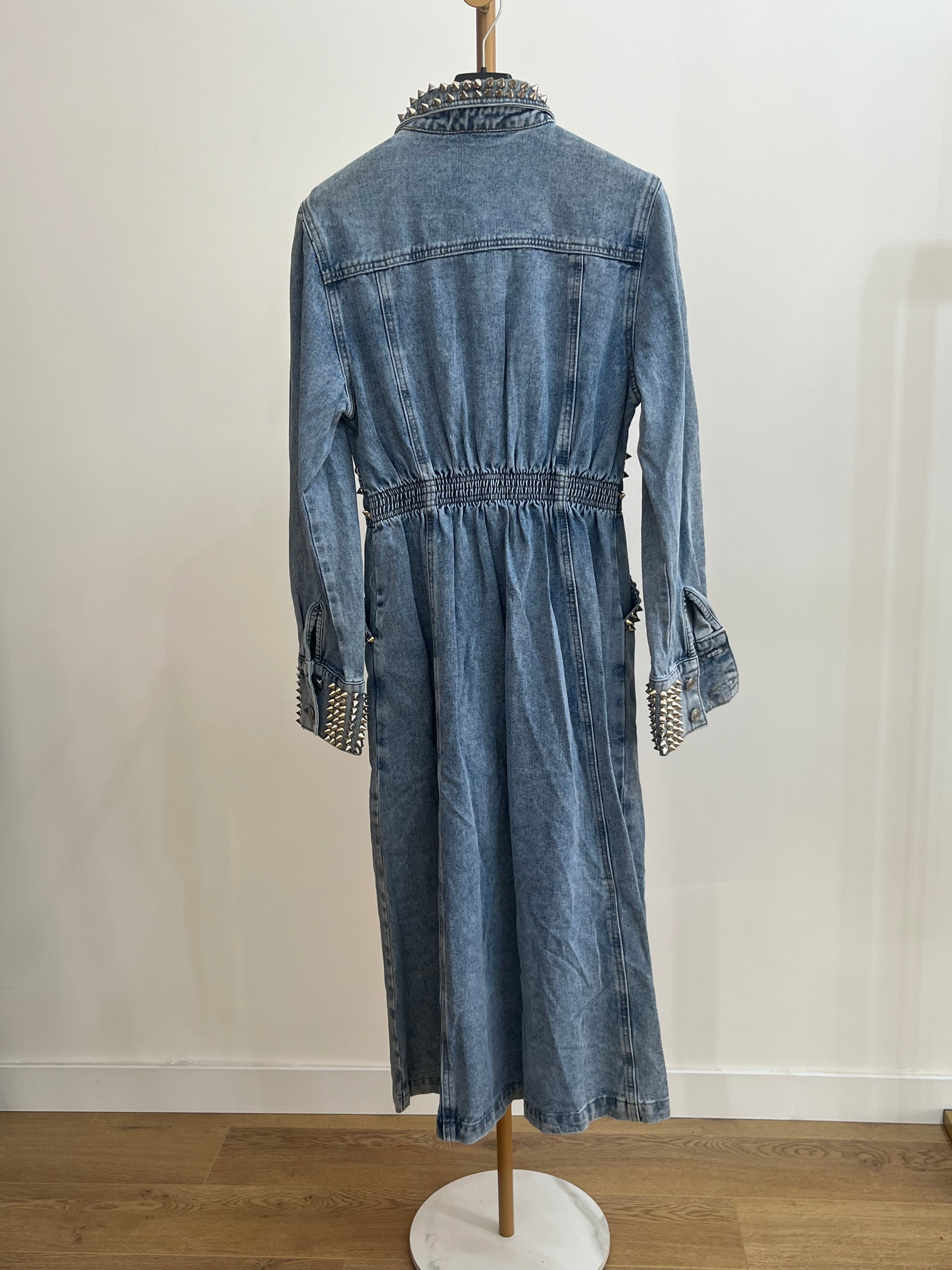 Vestito Nina - Abito Chemisier in Denim con Borchie – Vestito Camicia Donna Glam