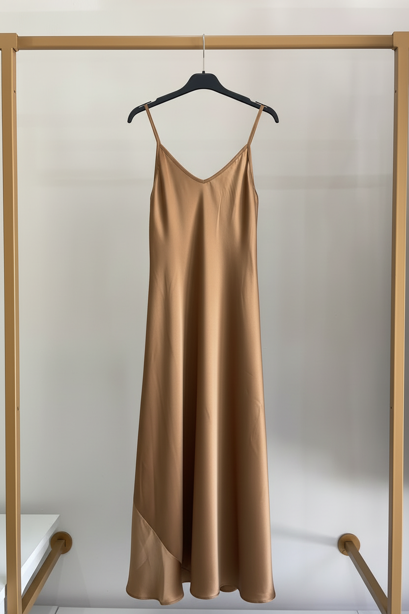 Abito Matilda - Vestito Lungo Satin con Spalline Sottili