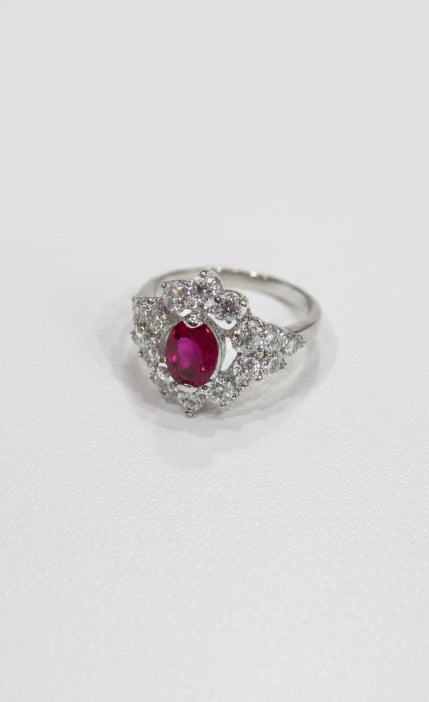 Anello Aurora - Anello Royale Rosso Rubino e Zirconi | Gioiello da Cerimonia Elegante