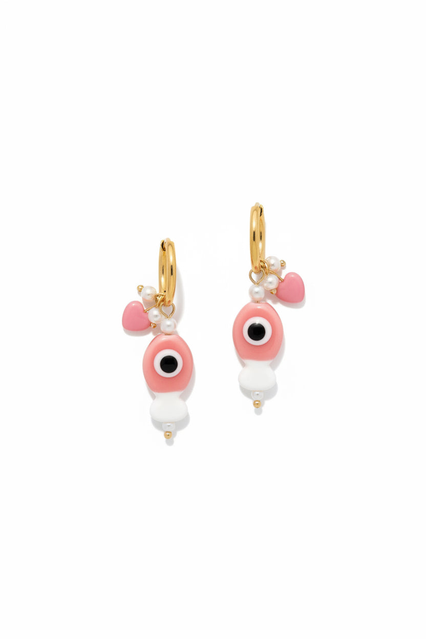 Orecchini Dora – Cerchio Dorato & Pendente in Ceramica