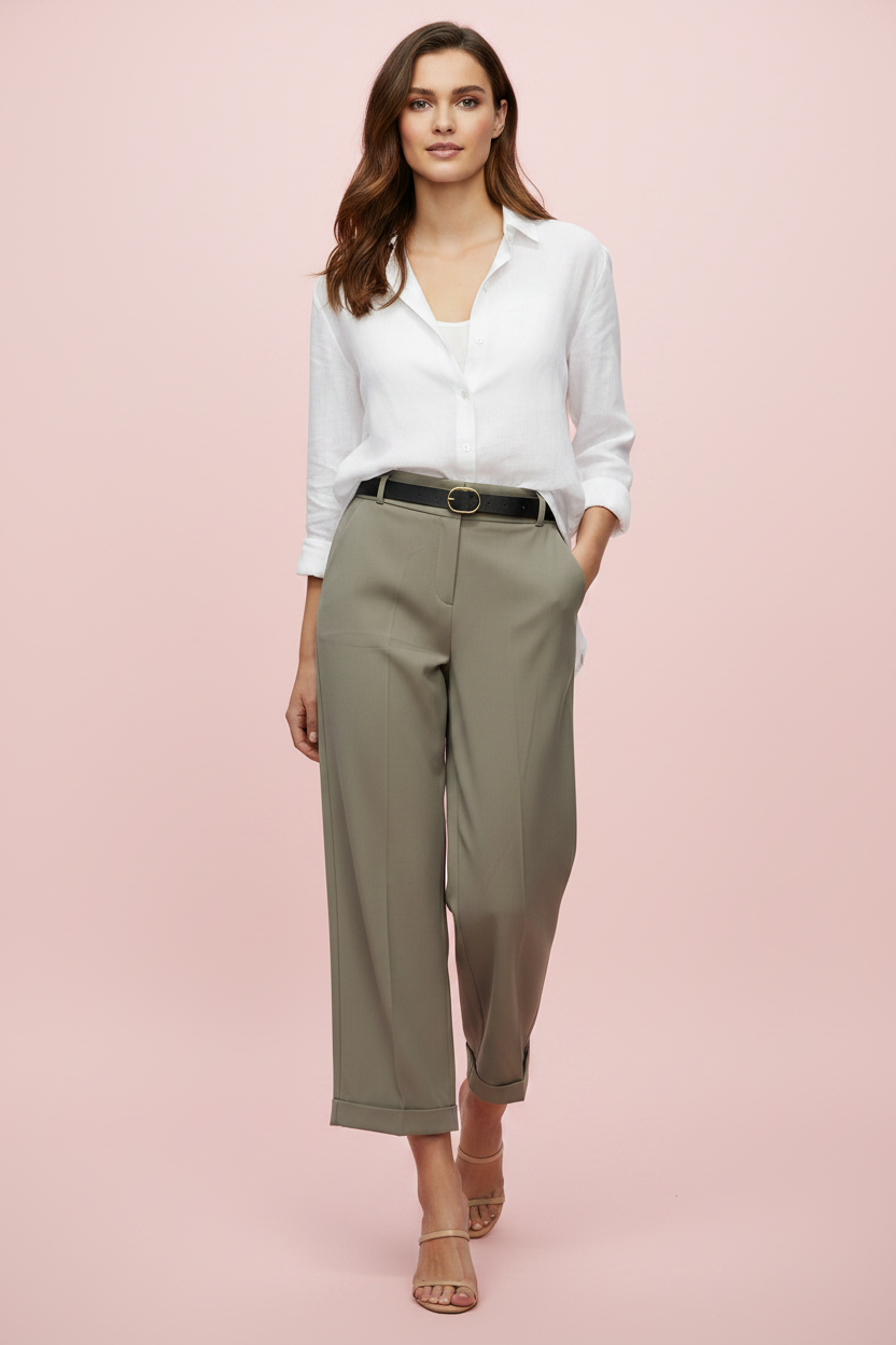 Pantalone Lina Donna con Cintura - Elegante Casual Chic Vita Alta