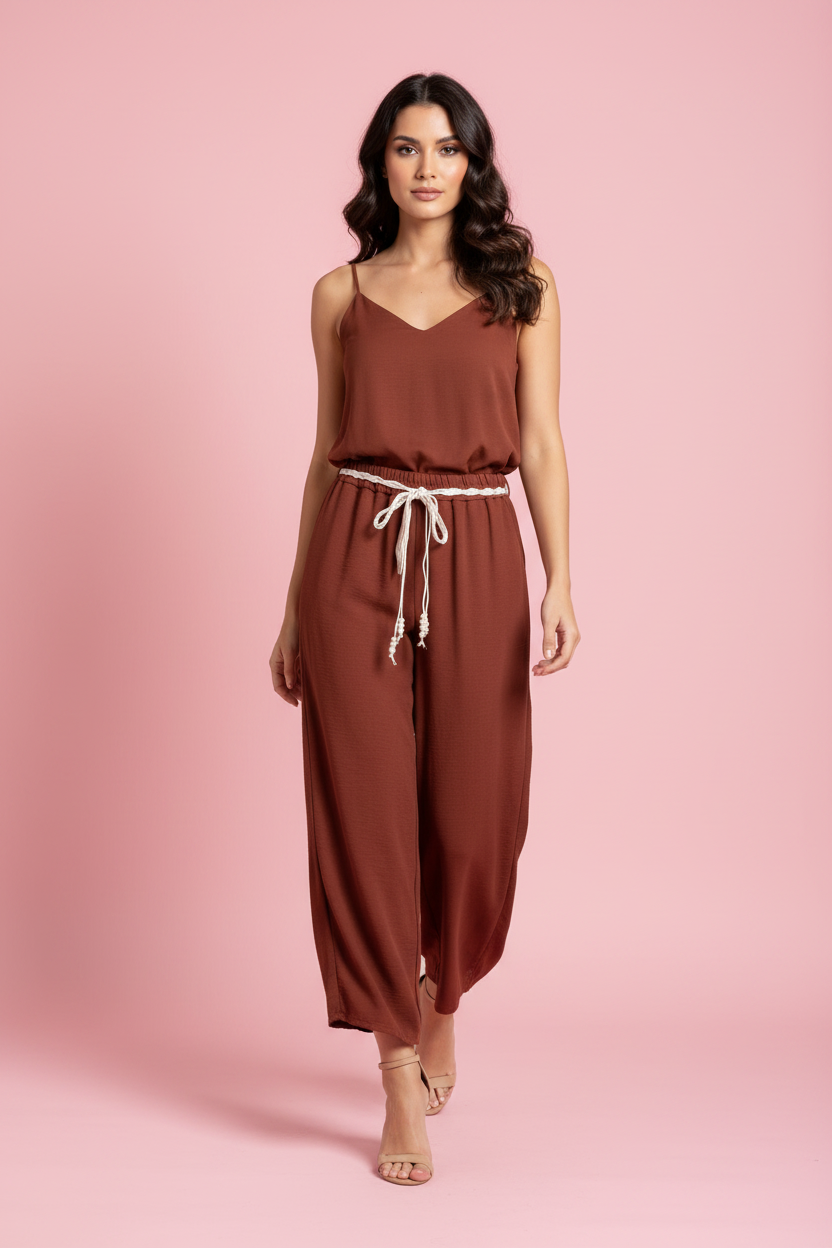 Pantalone Giulia - Pantalone Palazzo con Cintura Corda – Donna Casual Chic