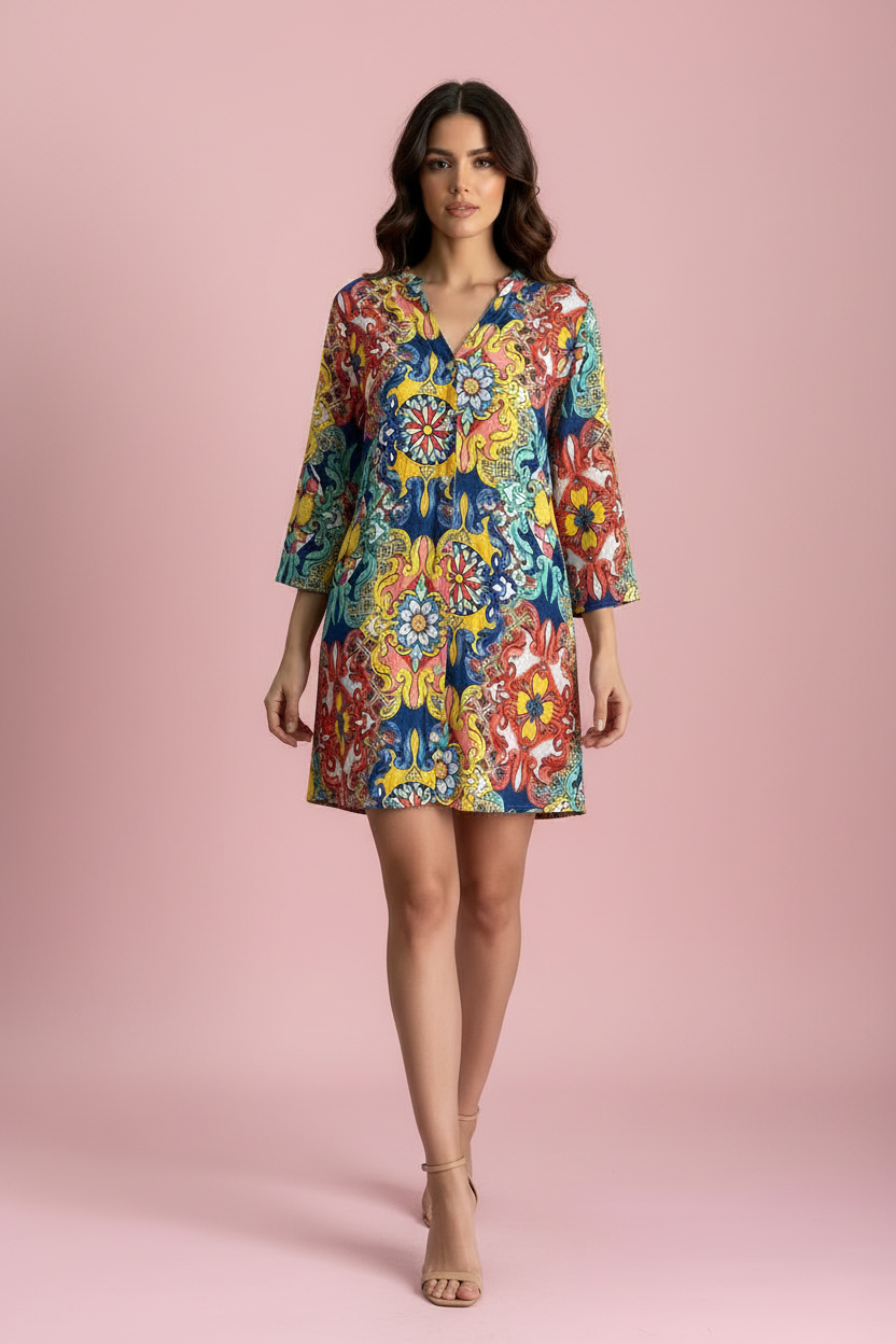 Camicia Mare Catania – Copricostume Donna Stampa Maiolica