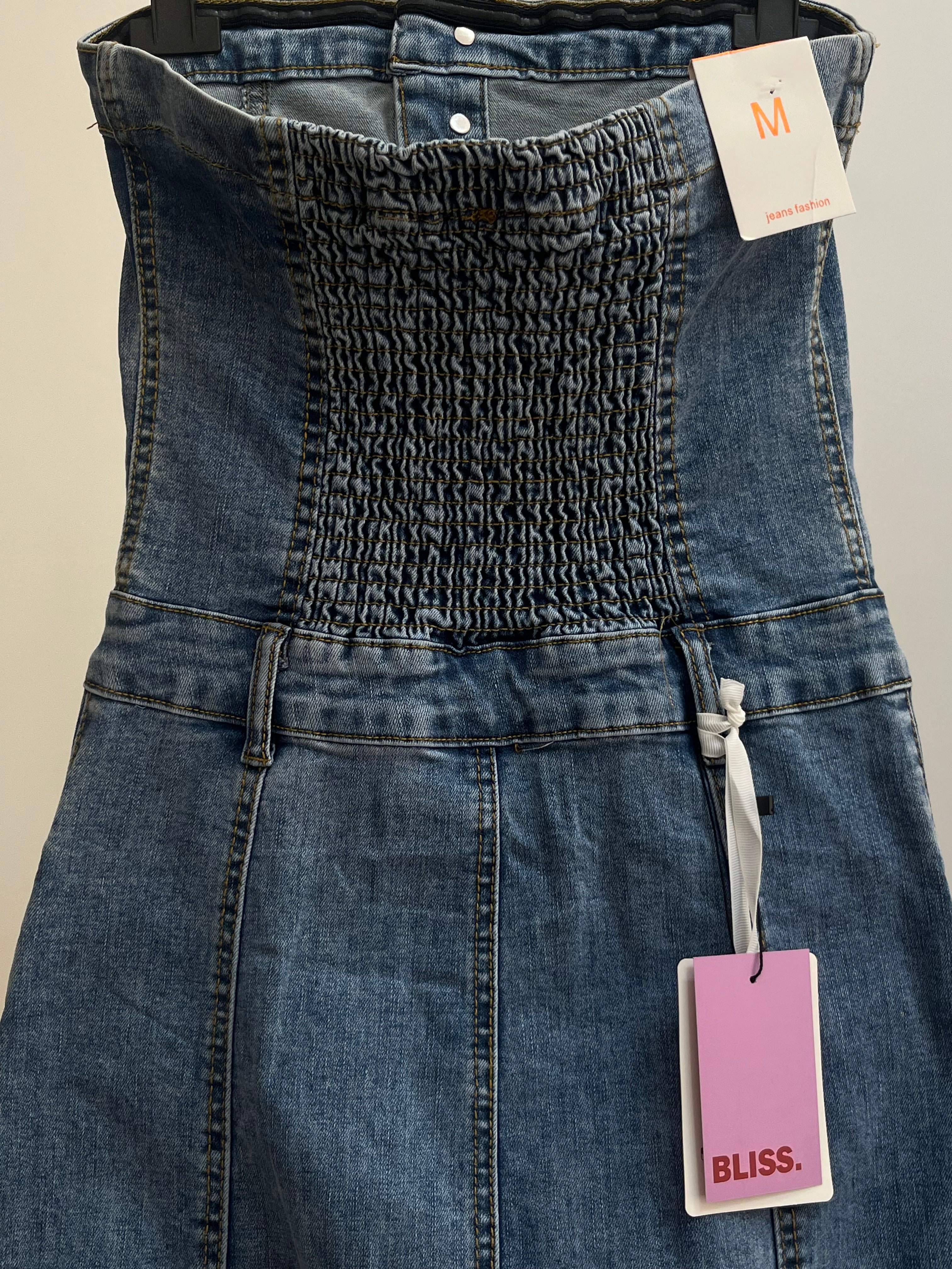Vestito Eloisa - Vestito lungo in denim con corpetto a corsetto e bottoni