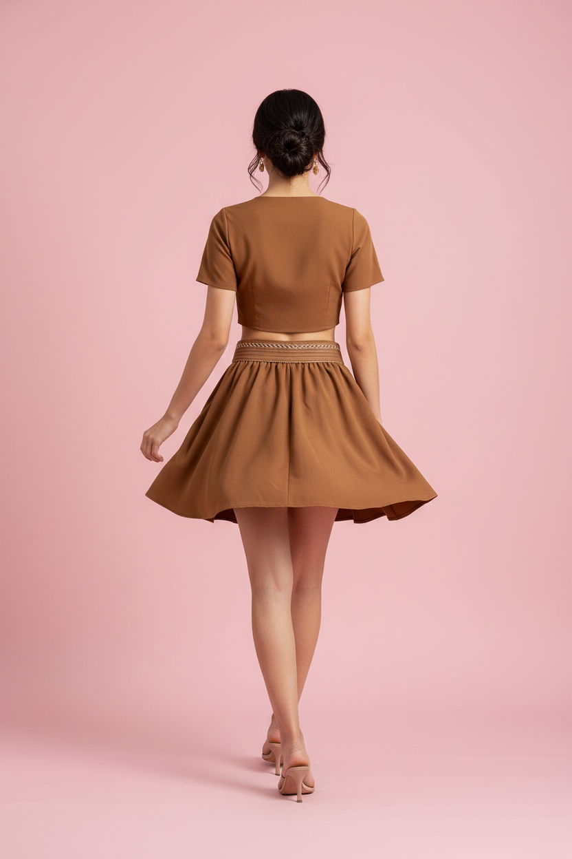 Gonna Stella - Gonna Midi stile Paper-Bag con Cintura