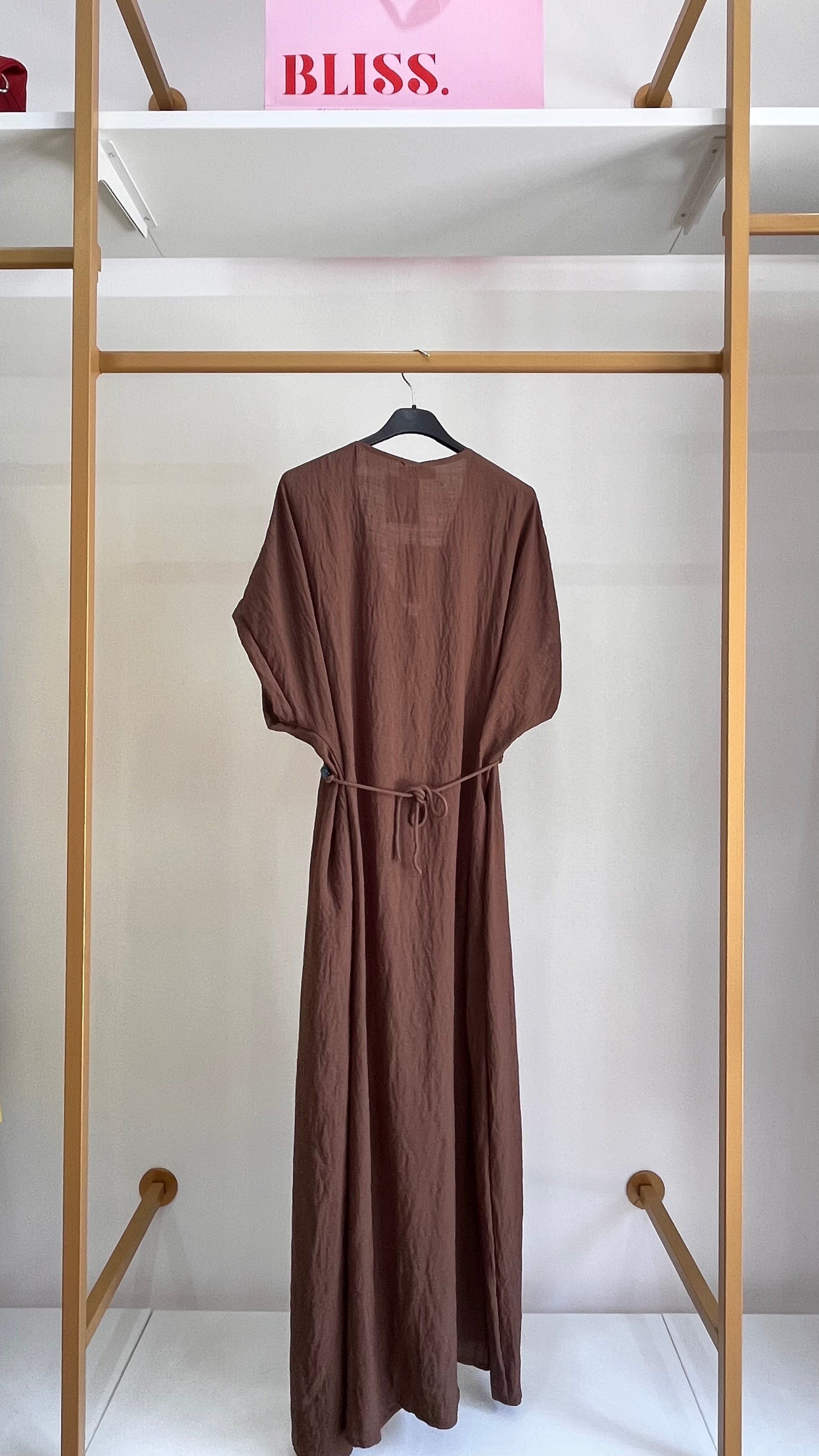Abito Carmela — Vestito Lungo in Misto Lino con Cintura