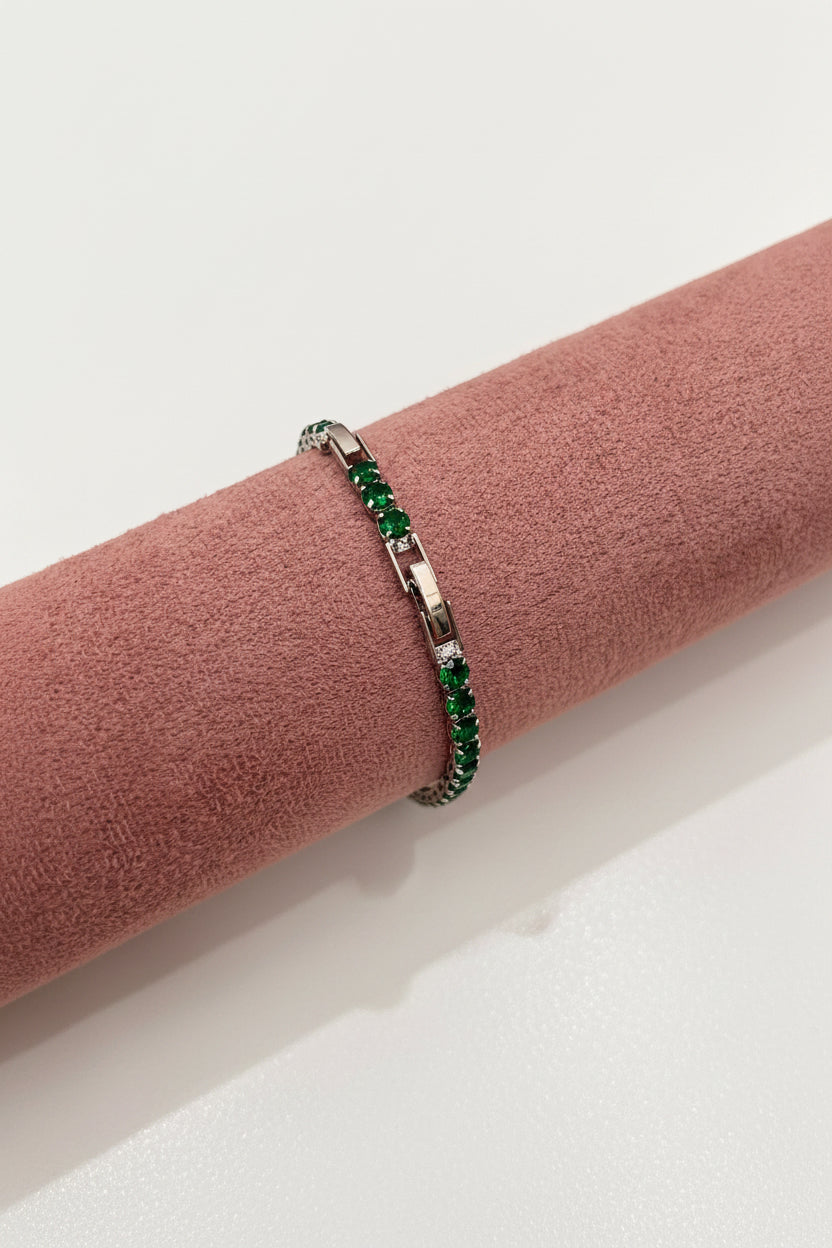 Bracciale Tennis Paola – Cristalli Verde Smeraldo