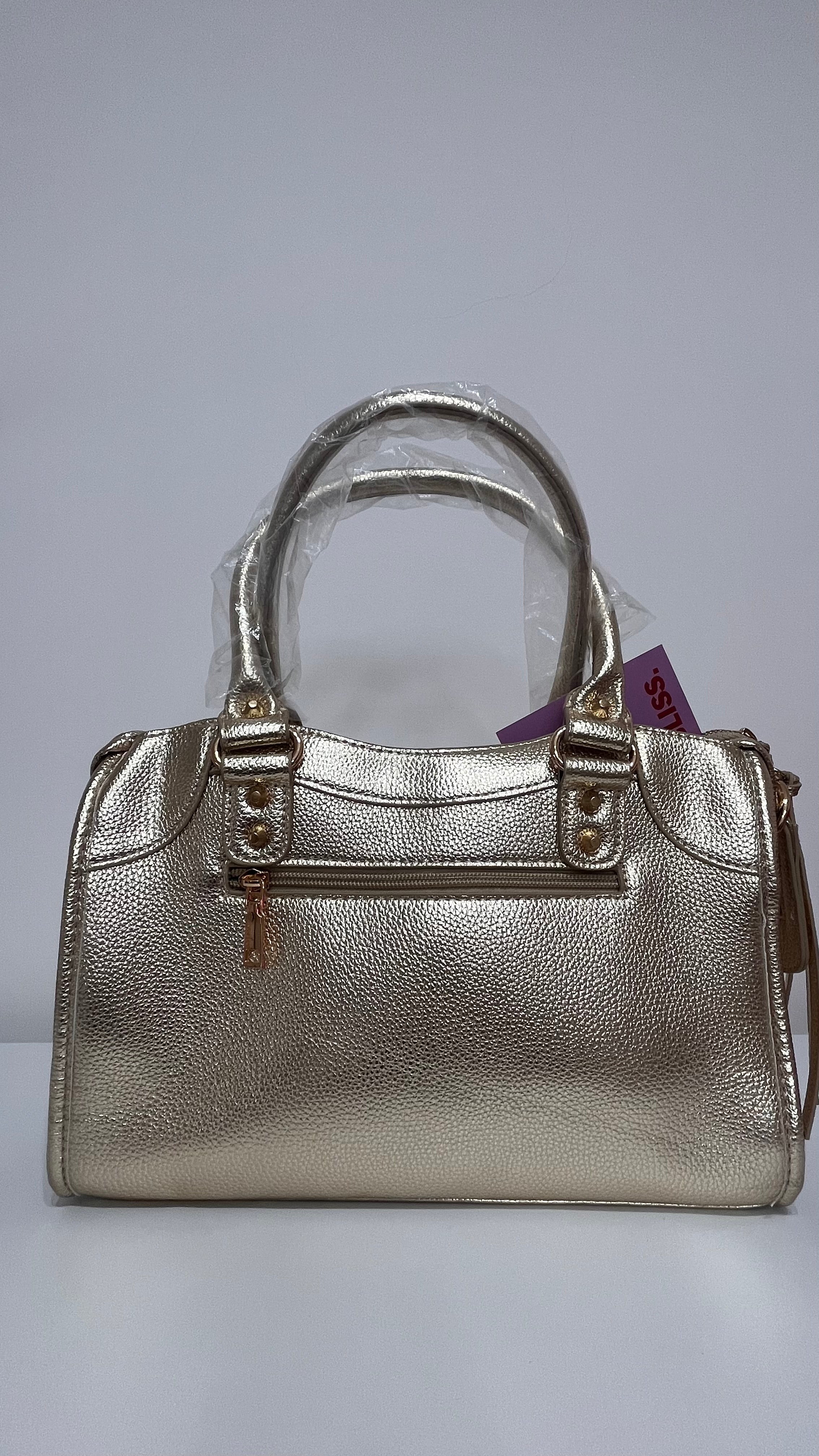 Borsa Donna Effetto Pelle Metallizzata Oro/Bronzo con Tracolla | Stile Glam Chic