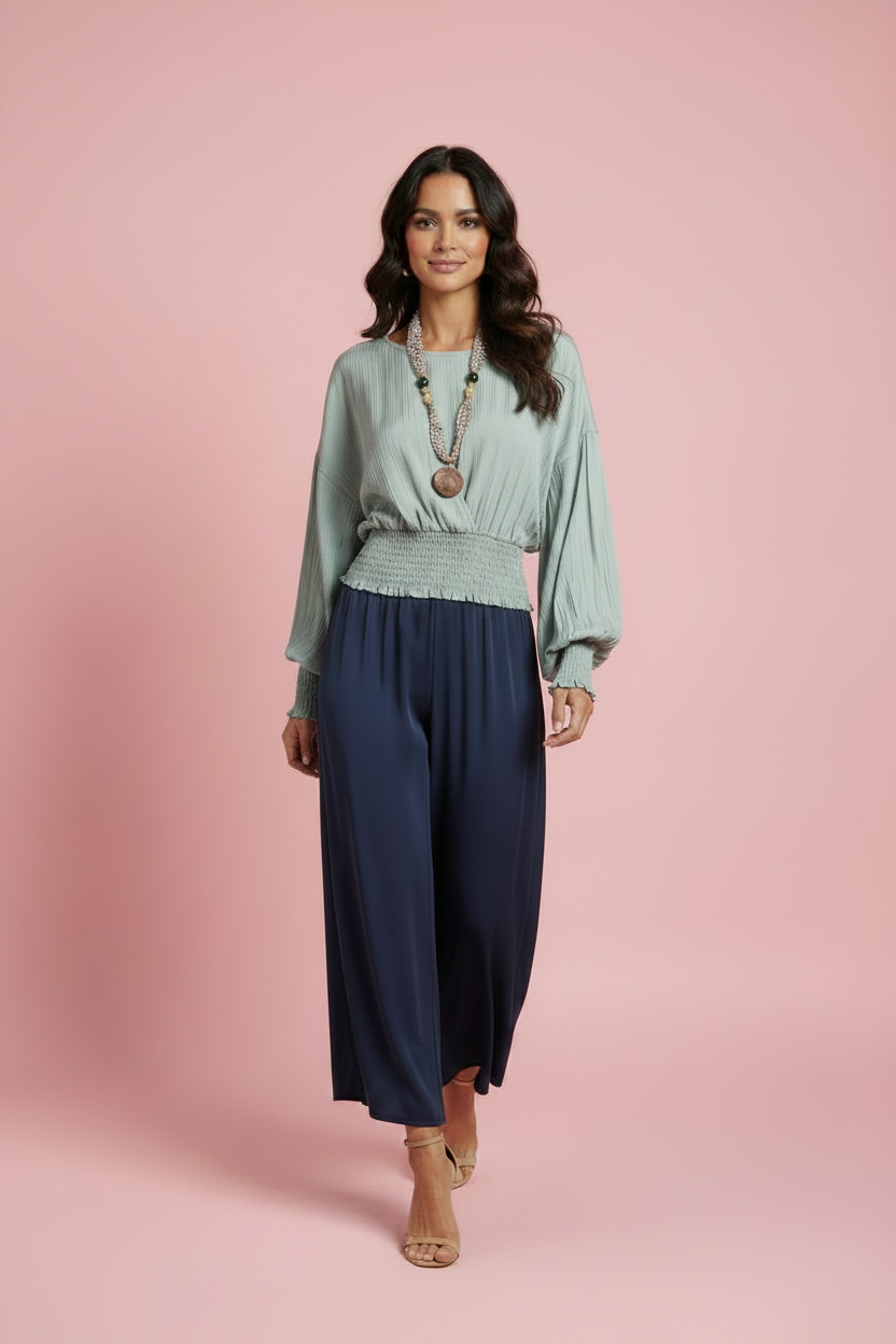 Blusa Gilda – Maglia Oversize con Vita Smock