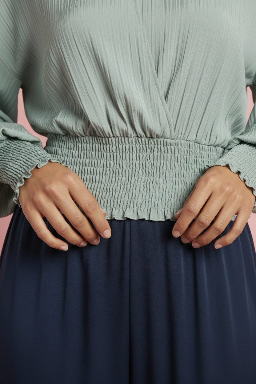 Blusa Gilda – Maglia Oversize con Vita Smock