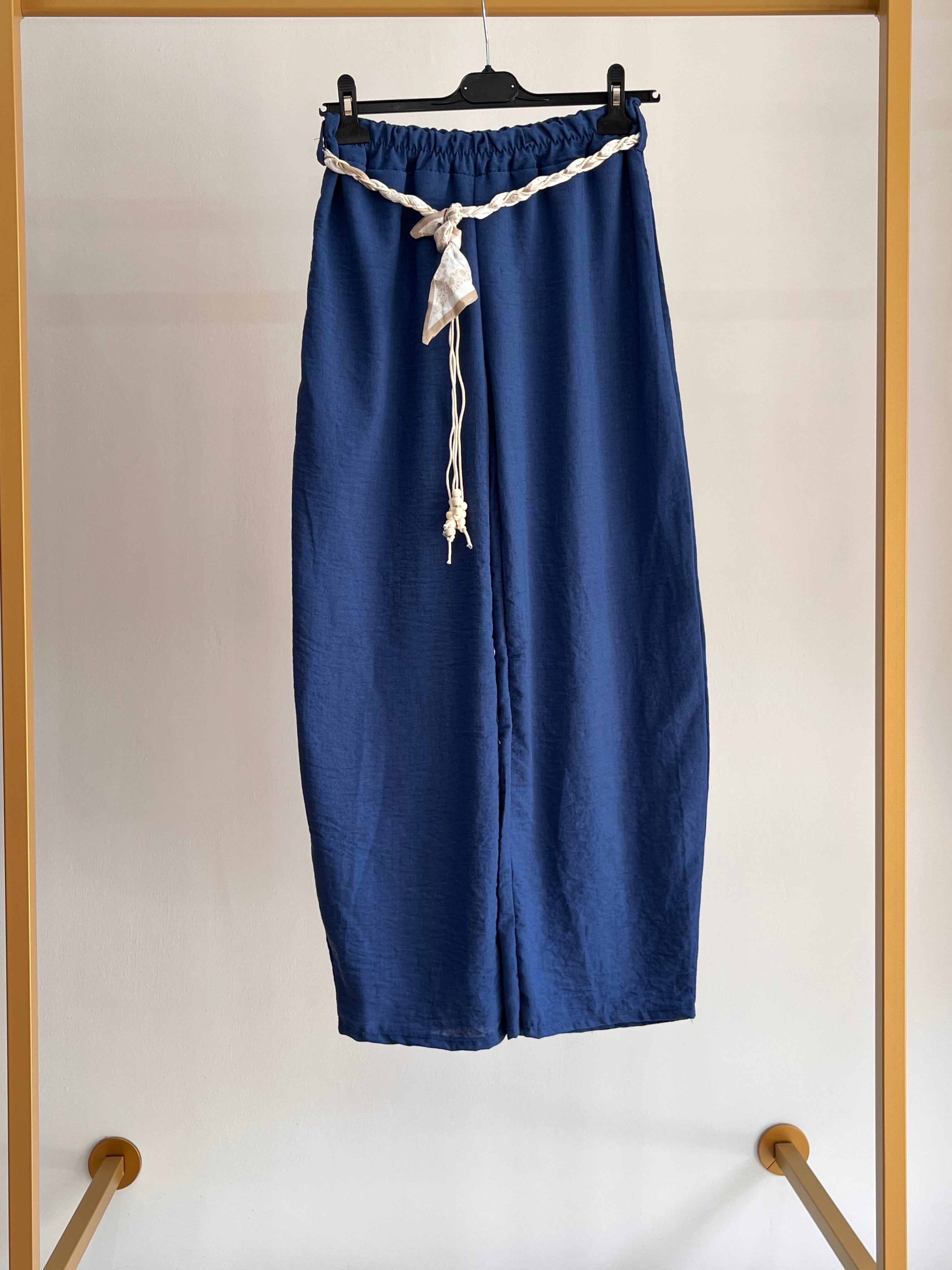 Pantalone Giulia - Pantalone Palazzo con Cintura Corda – Donna Casual Chic