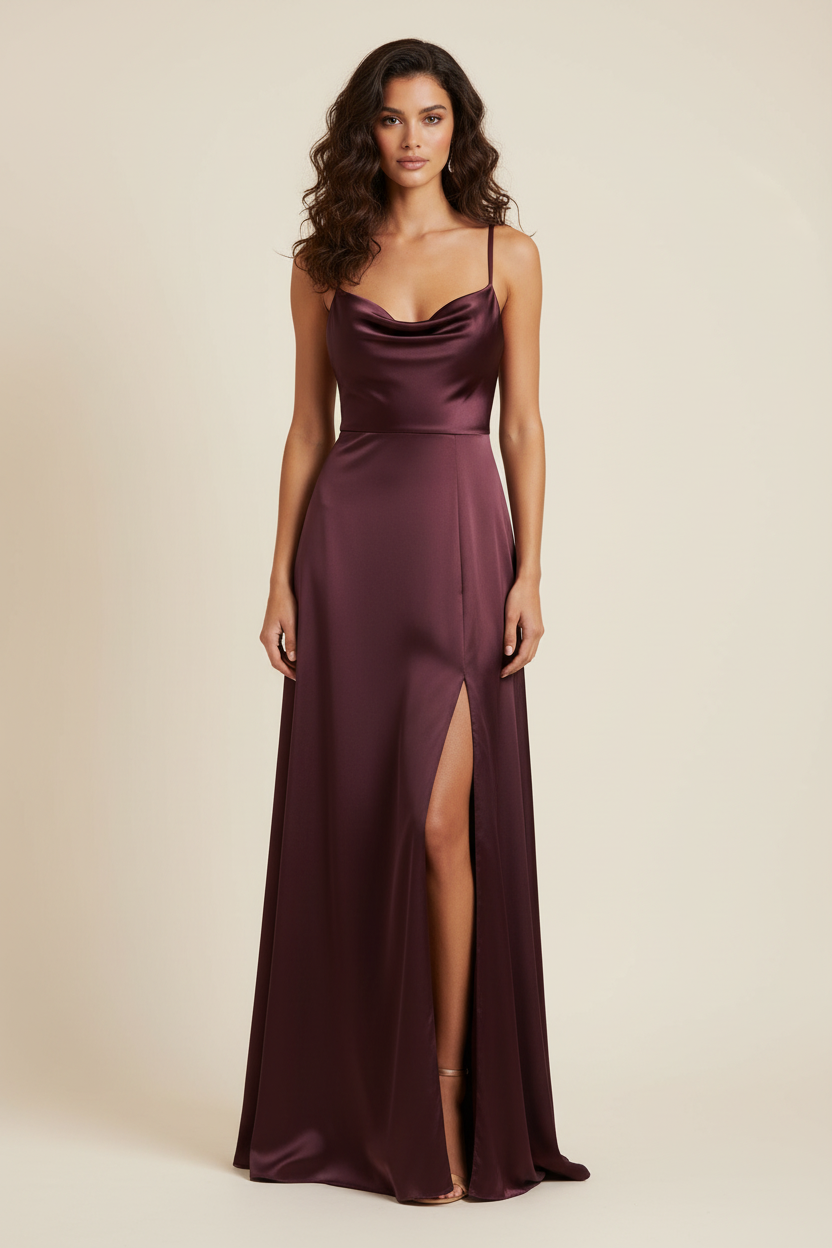 Abito Agata Lungo in Satin – Vestito Donna Elegante da Cerimonia