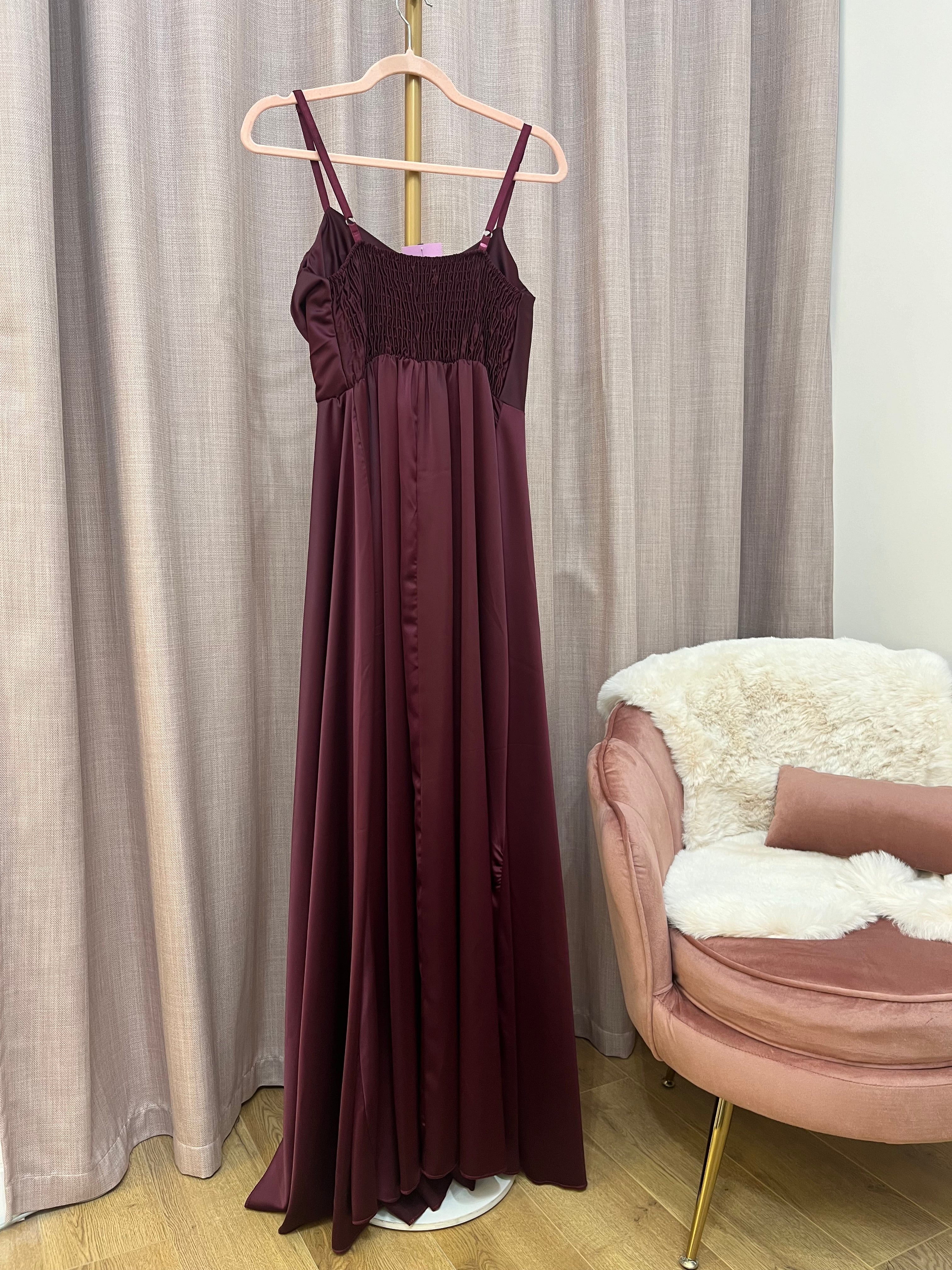 Abito Agata Lungo in Satin – Vestito Donna Elegante da Cerimonia