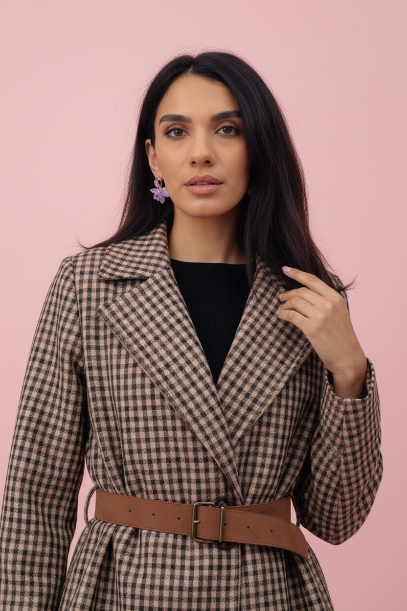 Trench Basilea – Quadri Tartan con Cintura