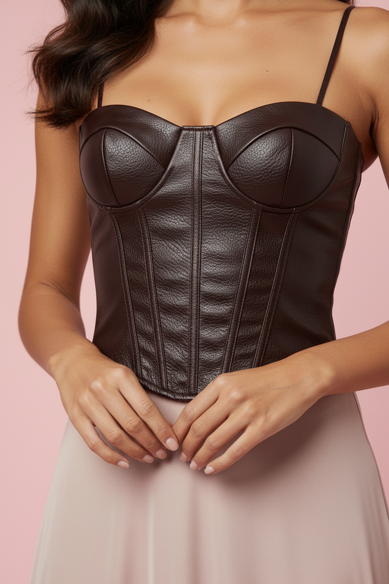 Top Corsetto Rosaria – Effetto Pelle con Zip