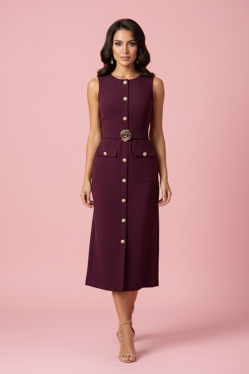Abito Silvia Punto Milano Bordeaux - Vestito Elegante Donna XS-M