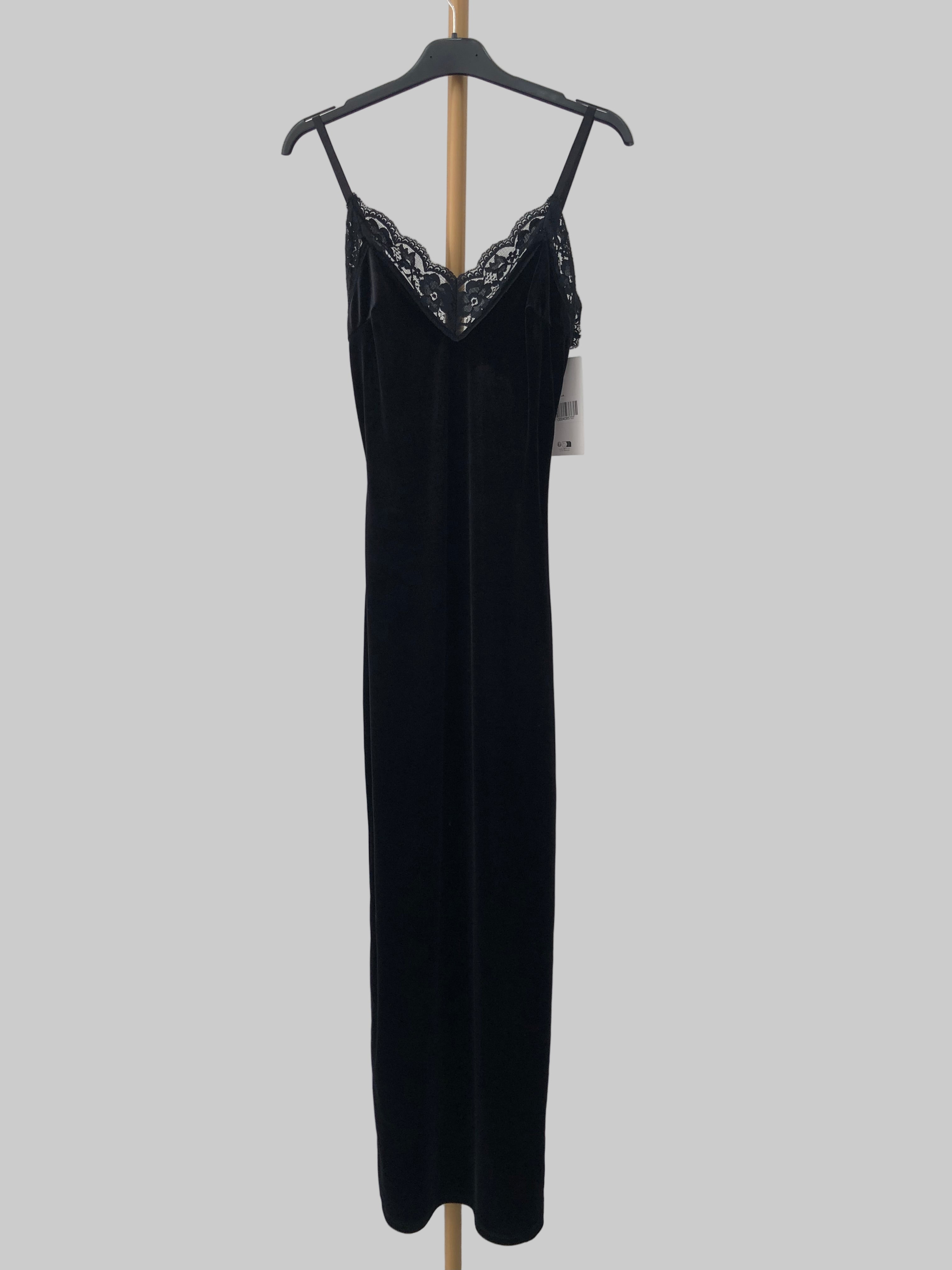 Abito Stella Velluto Nero con Pizzo - Vestito Elegante Donna