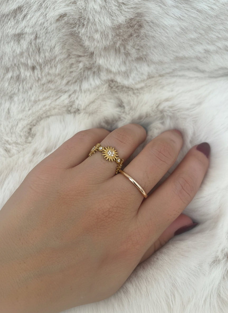 Anello Marisol Acciaio Oro con Strass - Anello Solare Donna