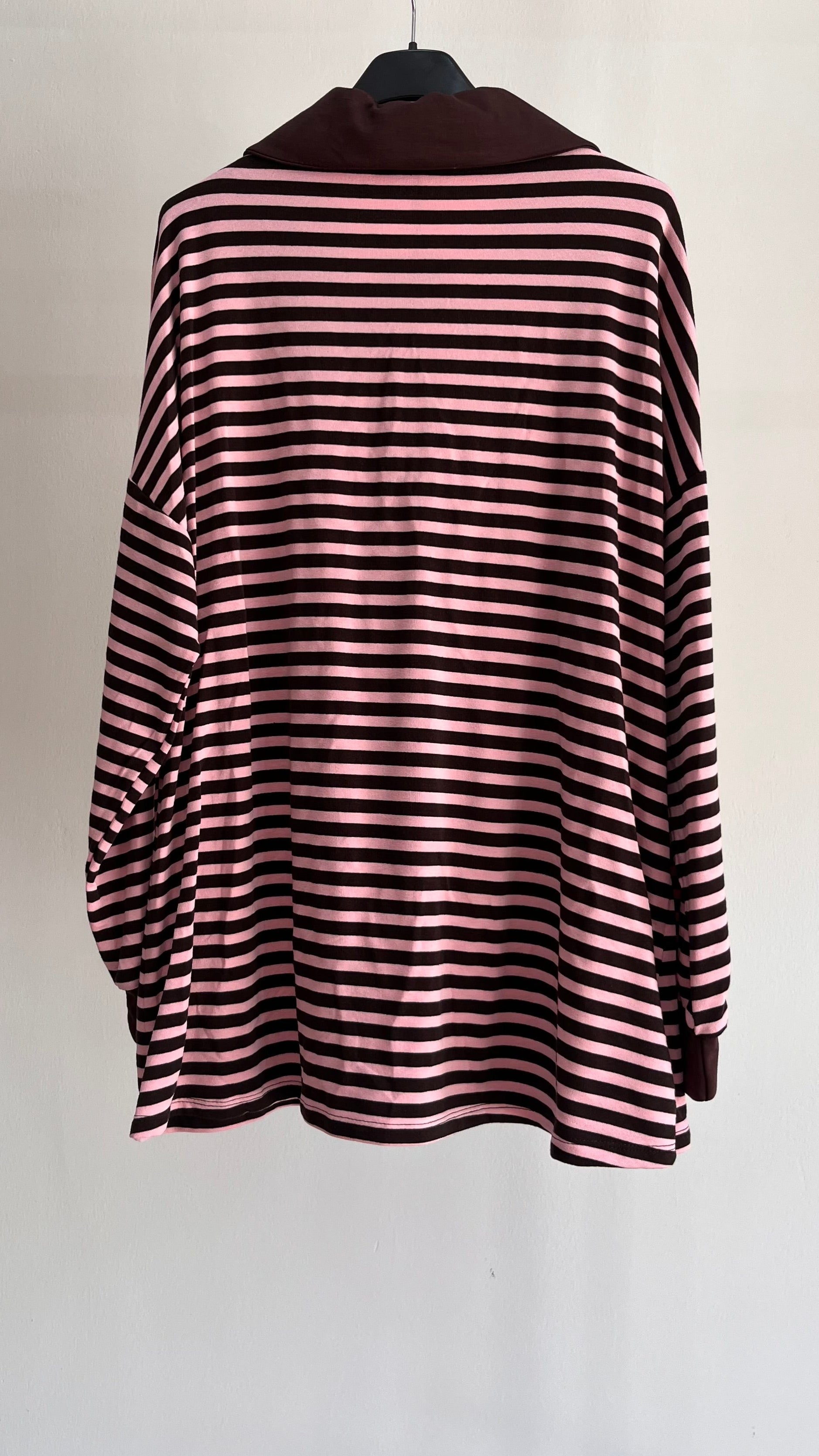 Top Brunella - Maglia a Righe con Colletto Polo