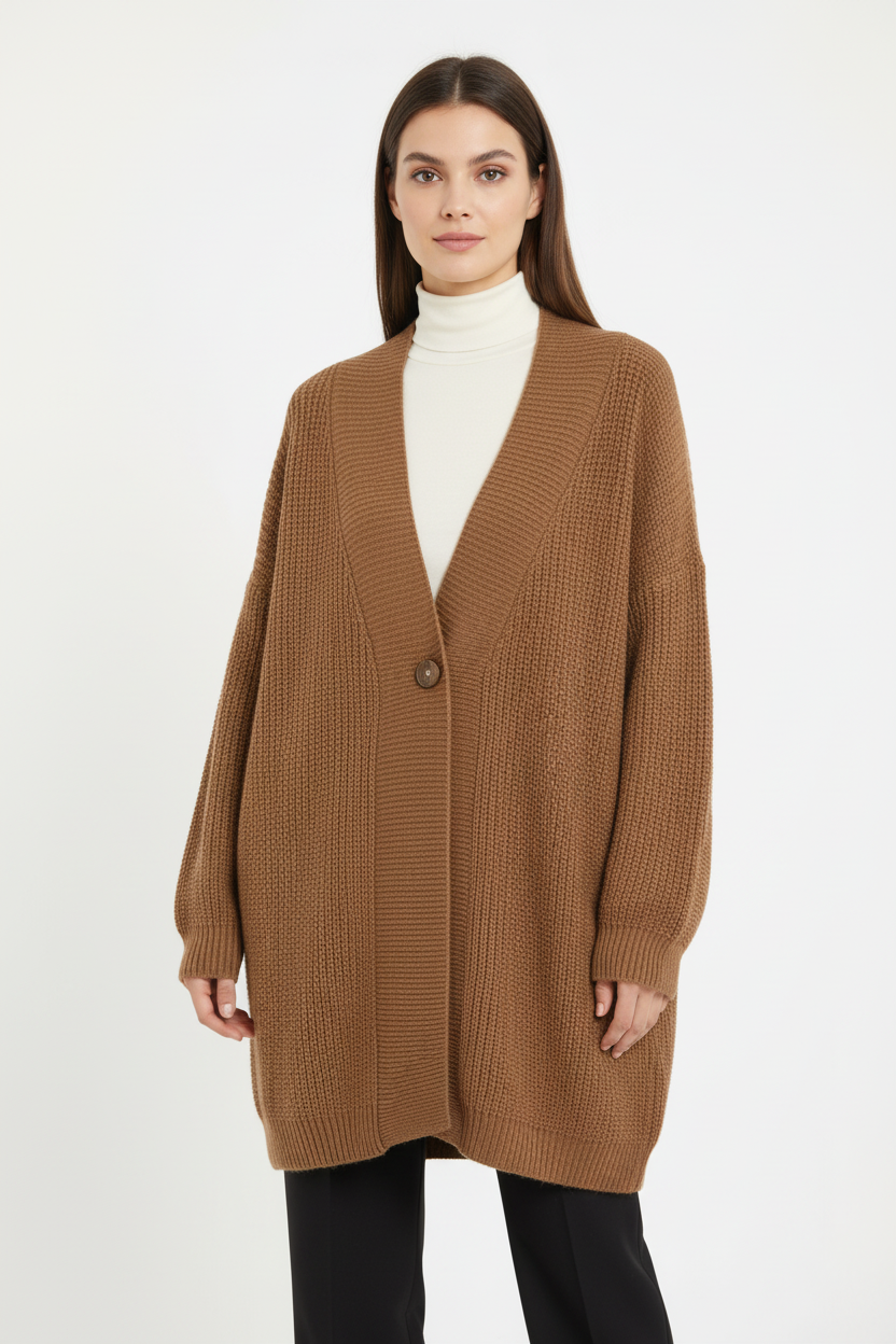 Cardigan Siena - Cardigan Lavorato a Maglia Caramello