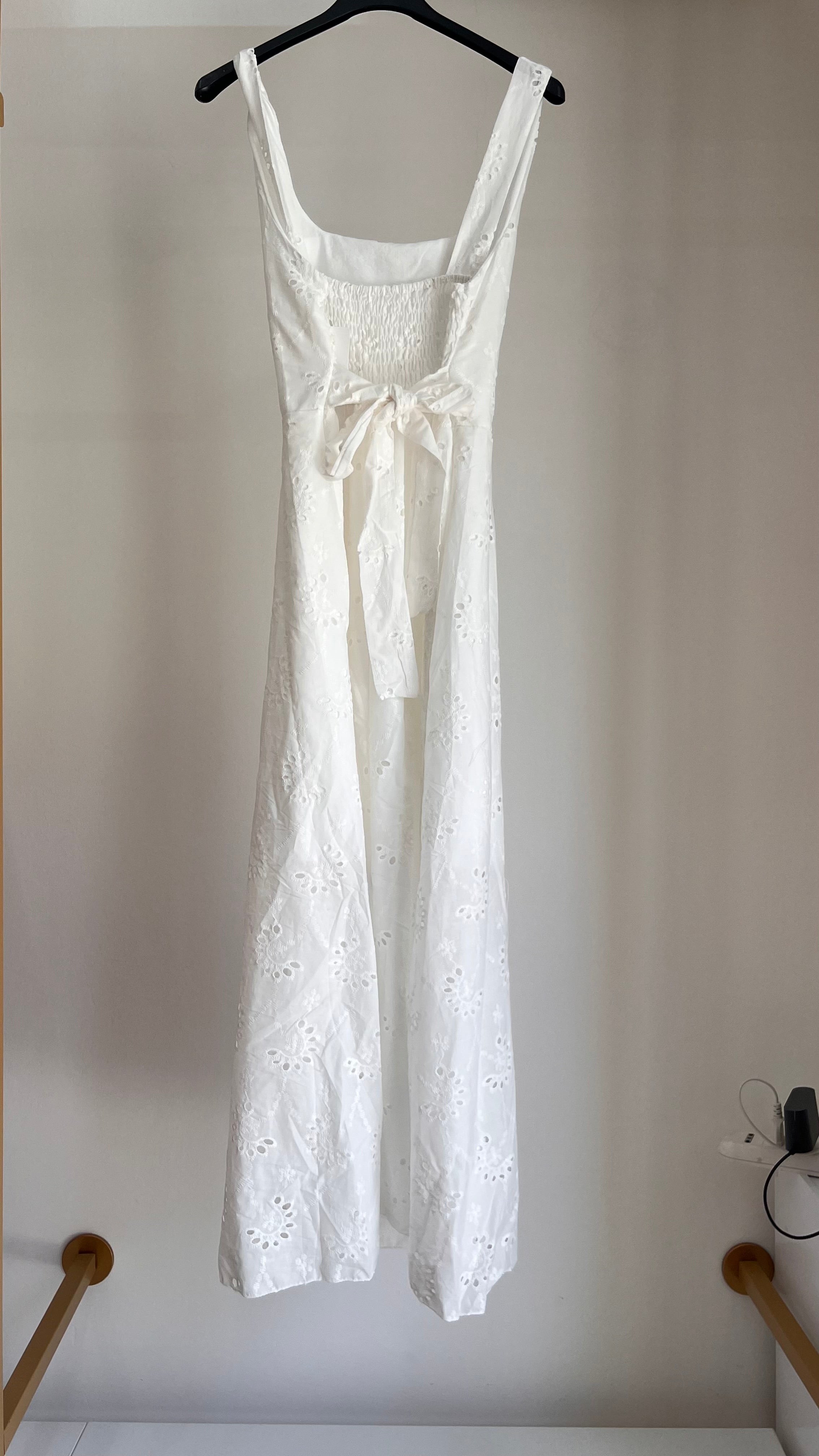 Vestito Grazia — Abito Lungo Bianco in Sangallo con Fiocco