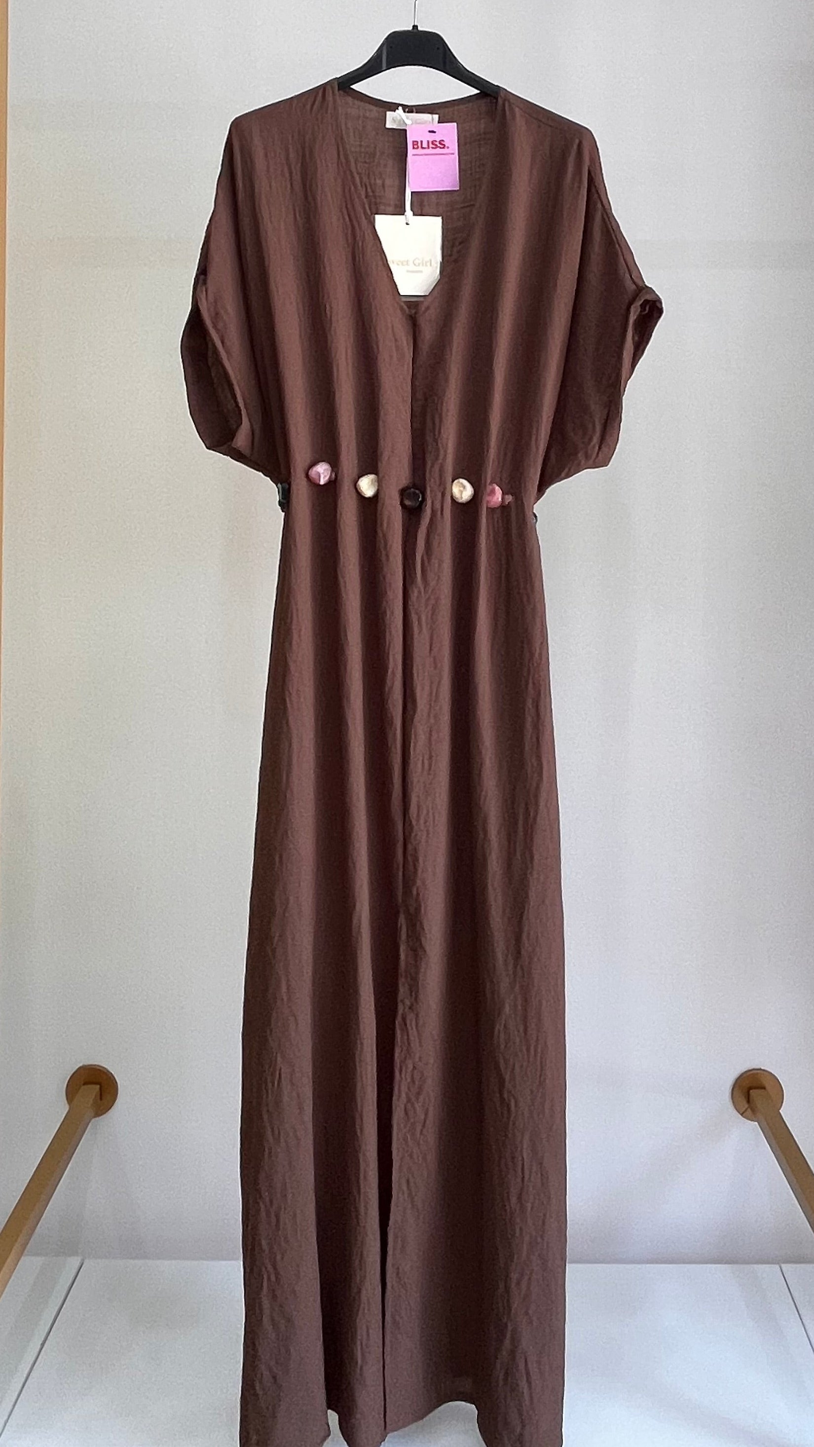 Abito Carmela — Vestito Lungo in Misto Lino con Cintura