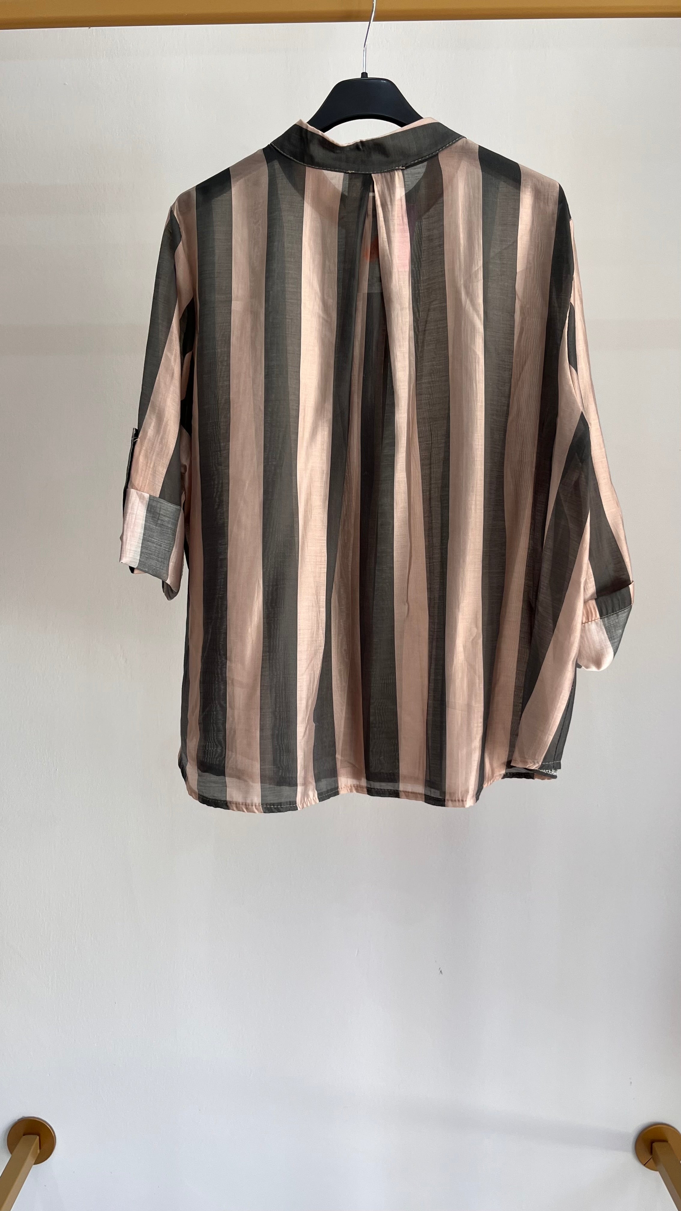Camicia Rita – Camicia a Righe con Collo alla Coreana