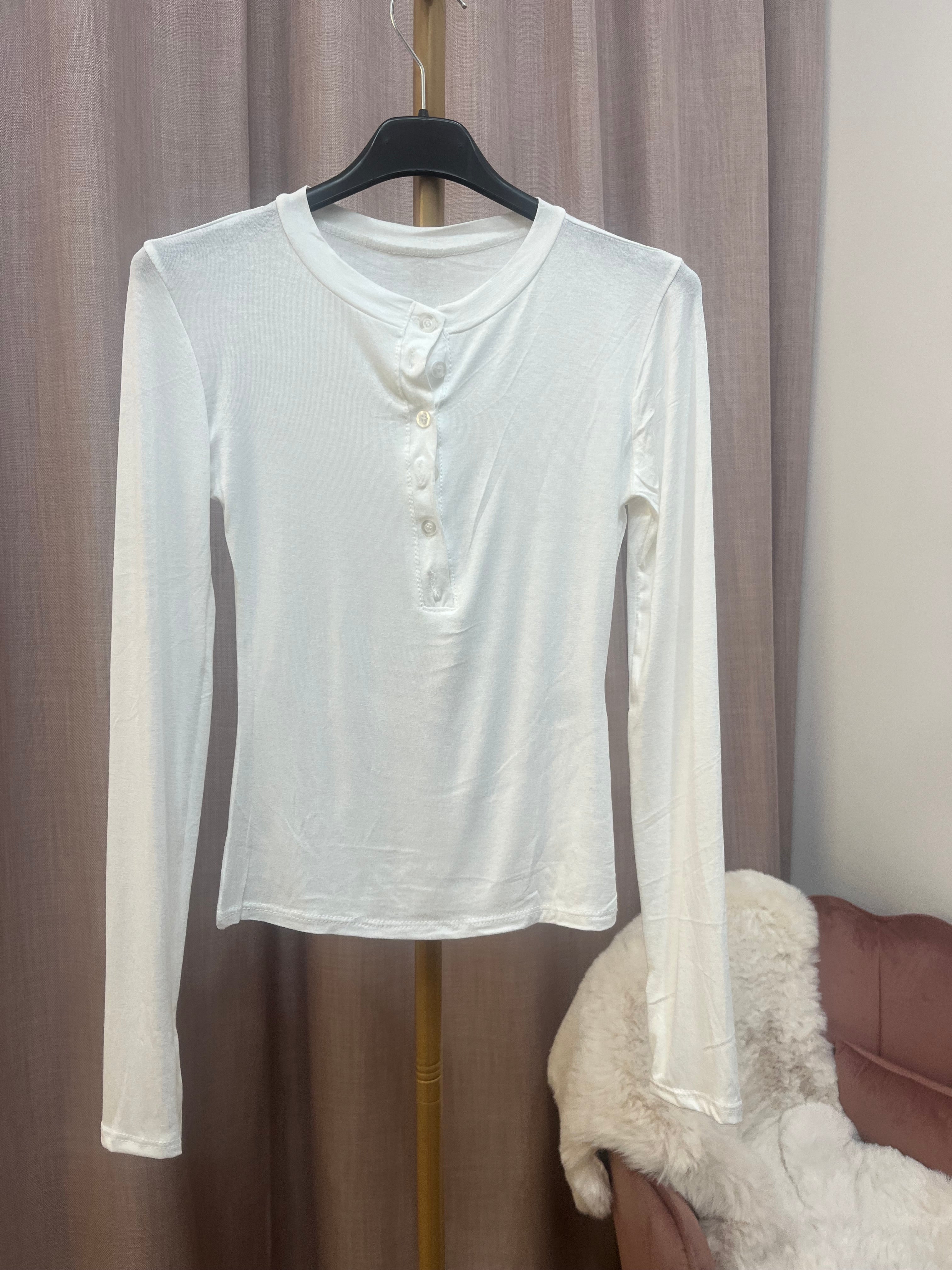 Maglia Torino - Maglia Basic a Costine con Bottoni – Manica Lunga Donna