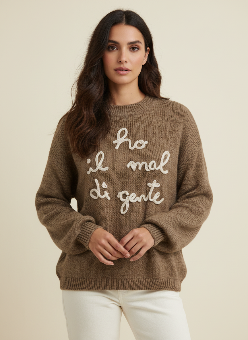 Maglione 'Ho il Mal di Gente' Donna - Pullover Ironico