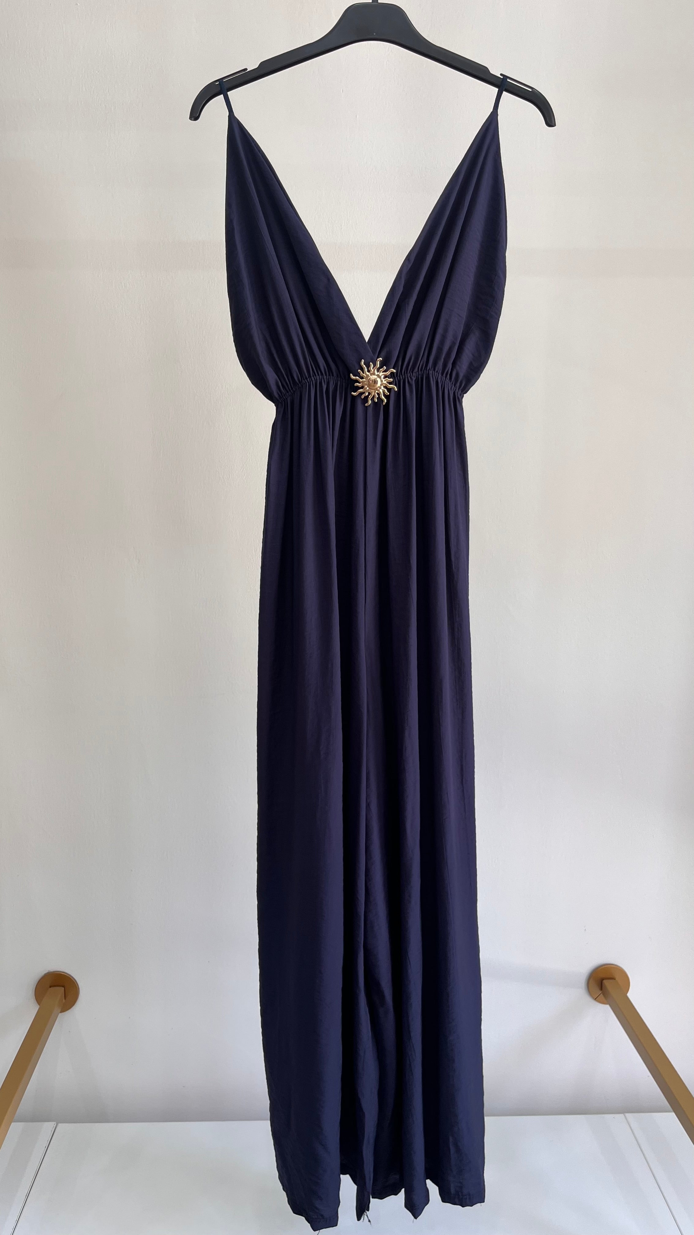 Tuta Solea – Jumpsuit Lunga con Dettaglio Gioiello