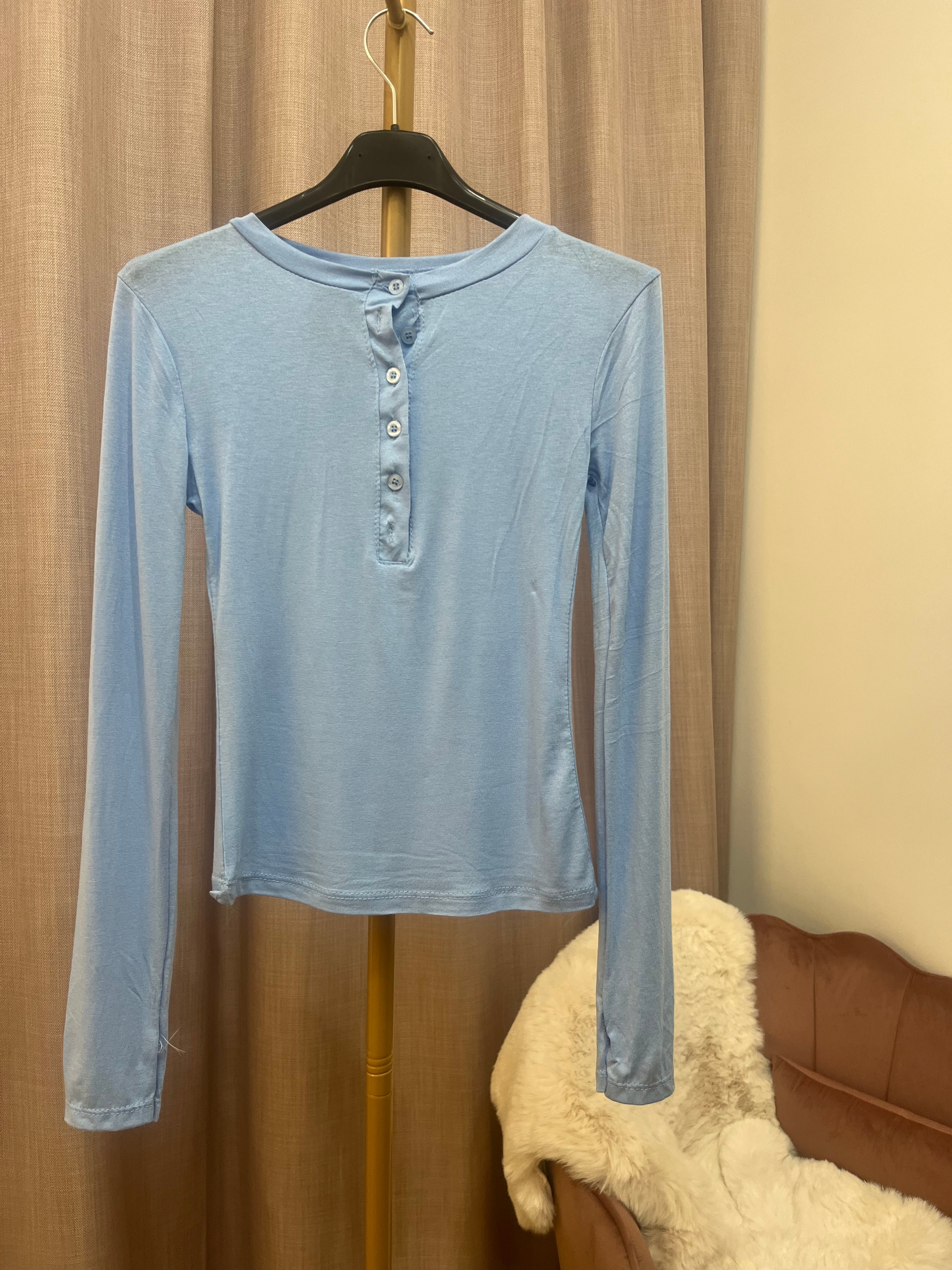 Maglia Torino - Maglia Basic a Costine con Bottoni – Manica Lunga Donna