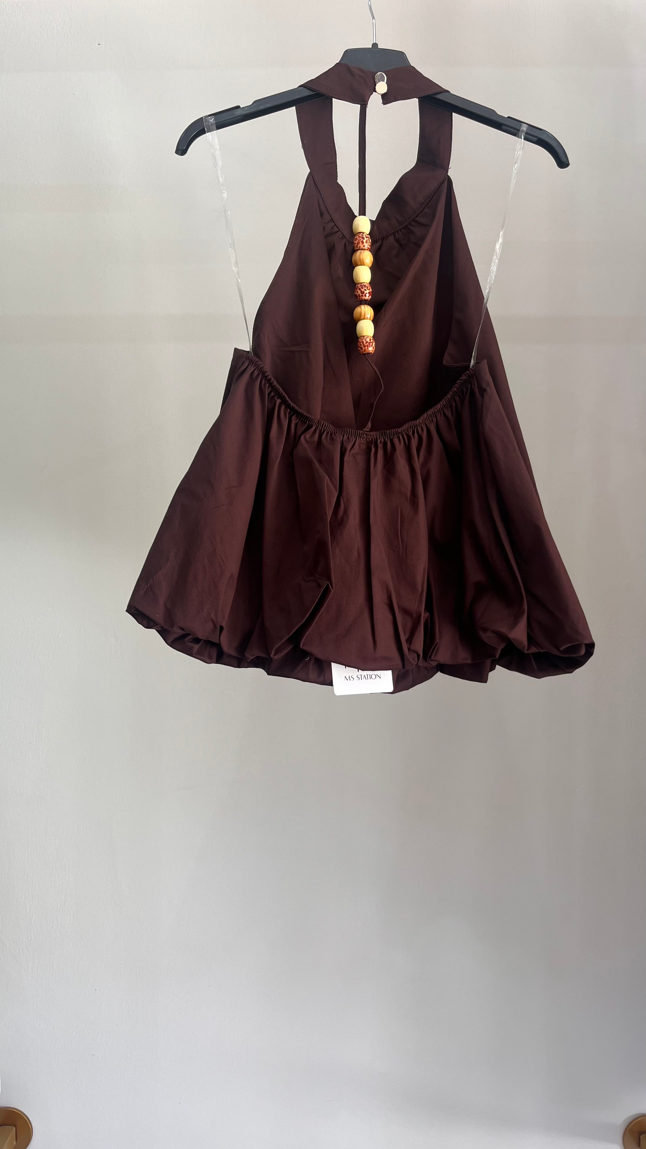 Blusa Paloma - Top Balloon con Collo Halter e Schiena Scoperta
