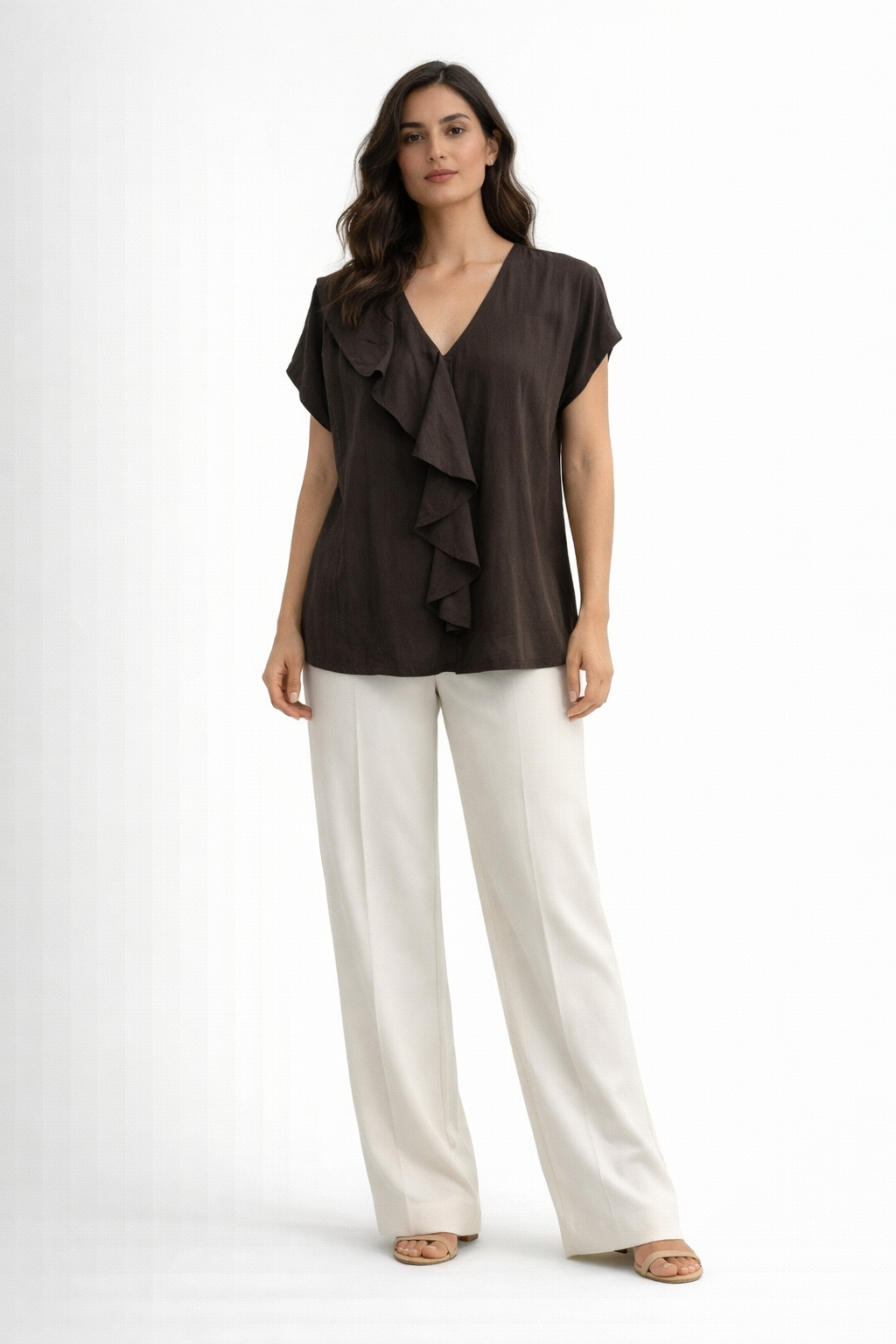 Blusa Matilda in Tessuto Marrone con Fiocco – Camicia Donna Elegante e Raffinata