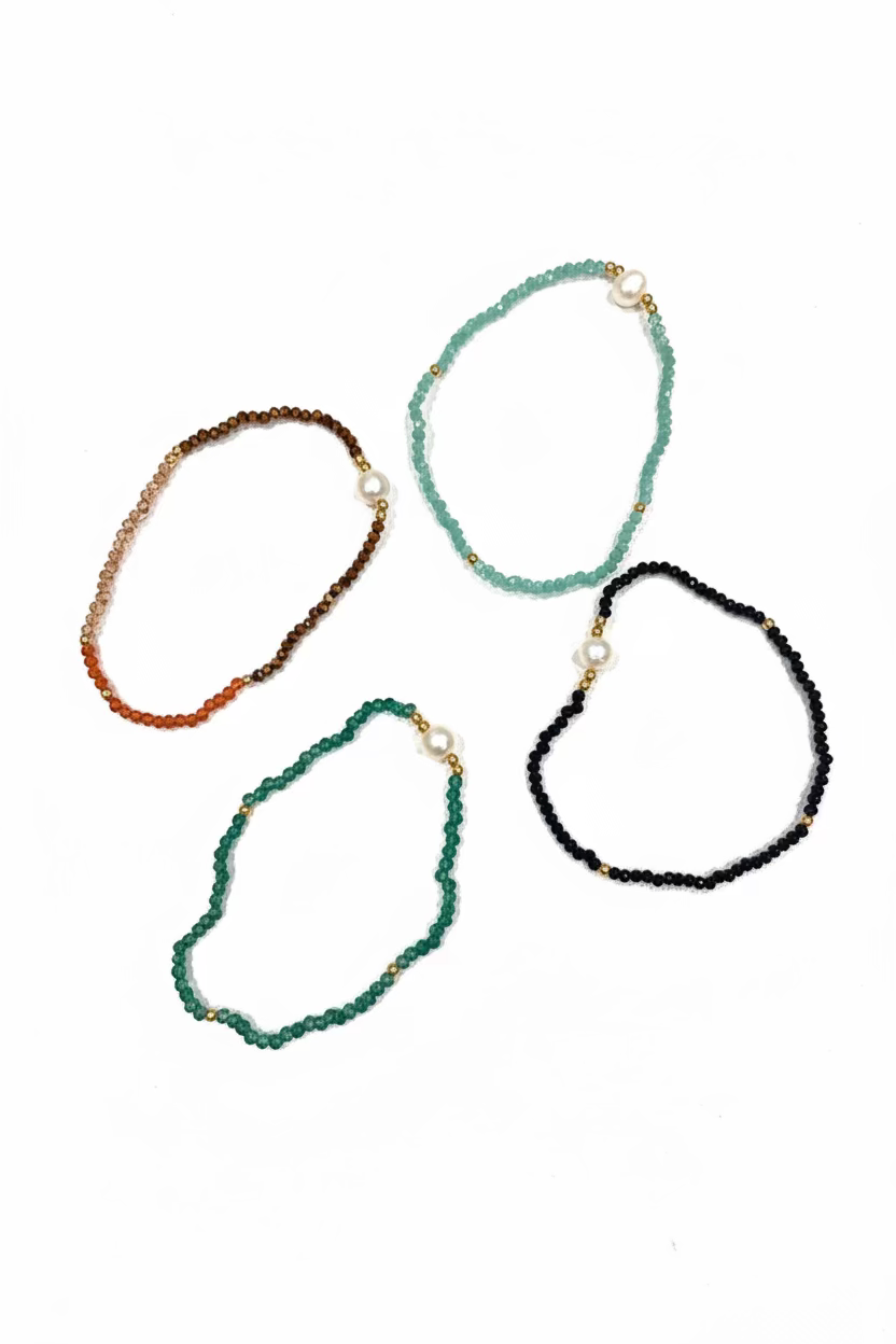 Bracciale Multigiro con Perle Naturali e Perline Colorate