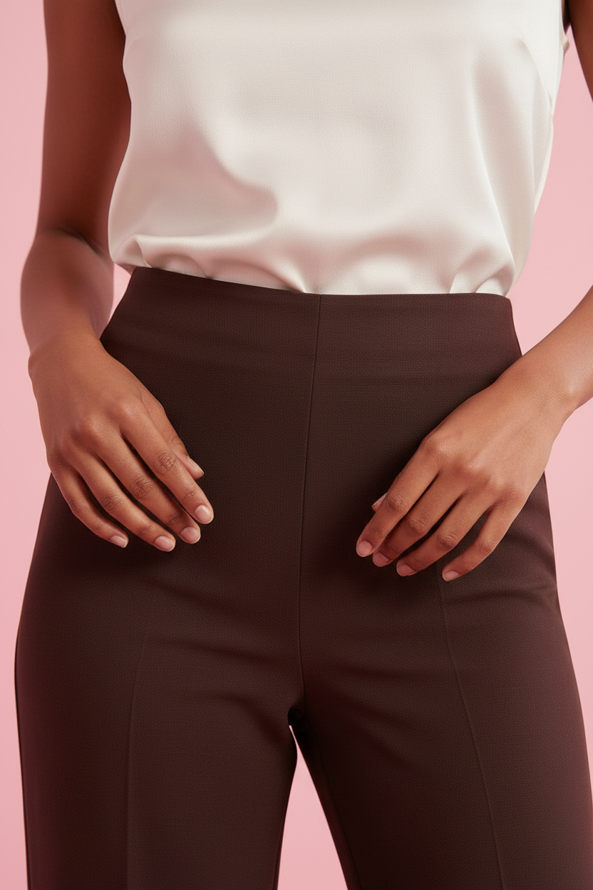Pantalone Lena – Pantalone a Gamba Larga con Risvolto