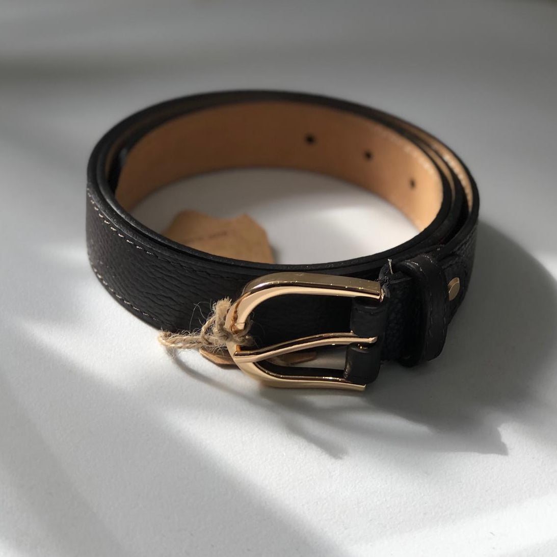Classica - cintura in pelle con fibbia gold